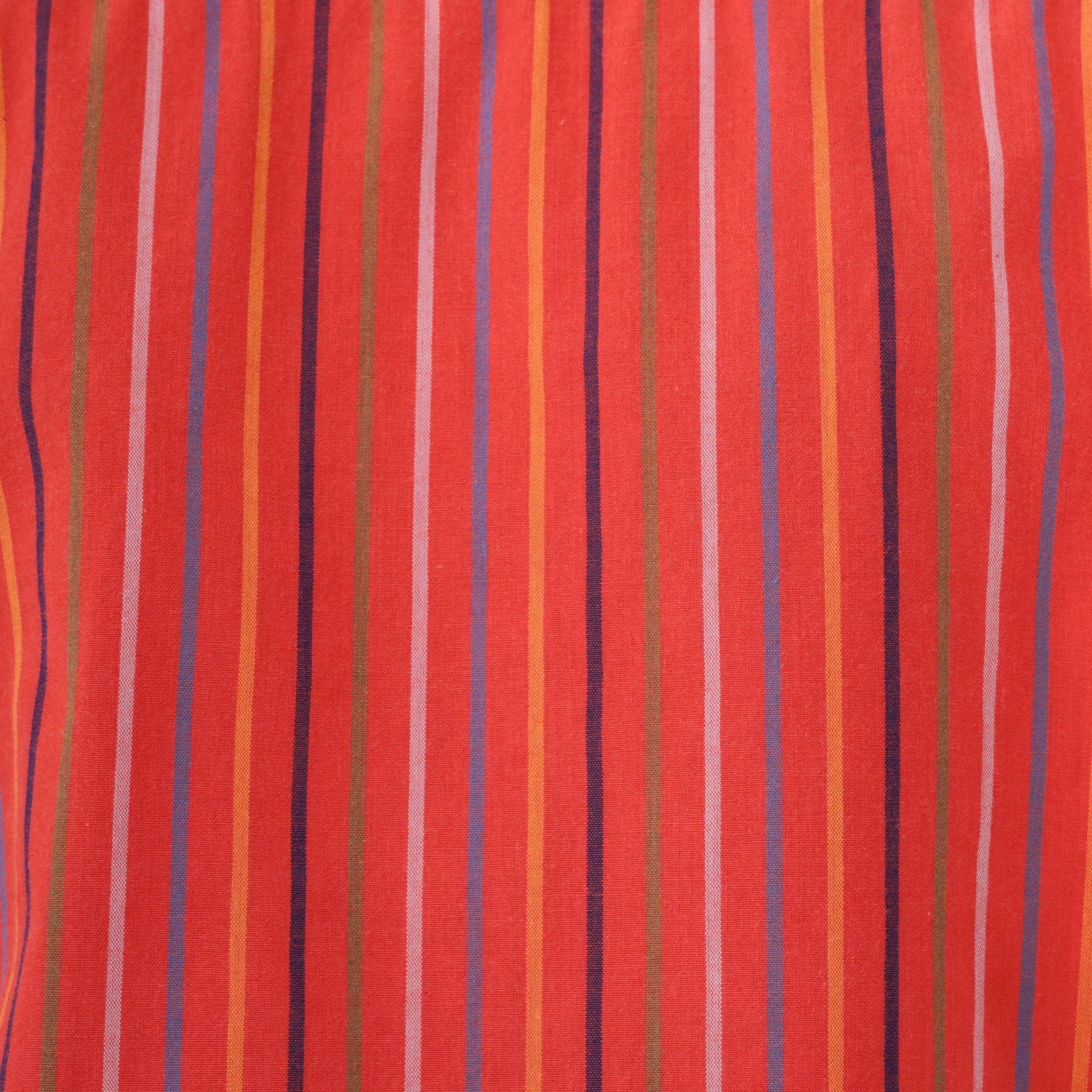 70s Red Striped Peter Pan Collar Blouse 3/4 Sleeve Button Up Medium