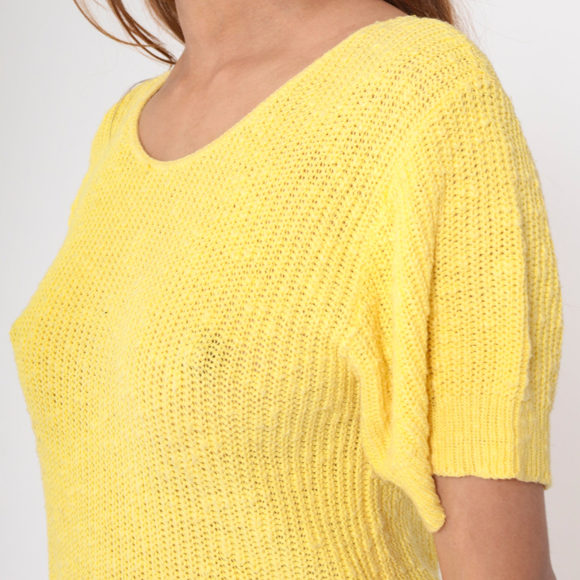 80s Jaguar Yellow Knit Short Sleeve Crewneck Pullover Small S