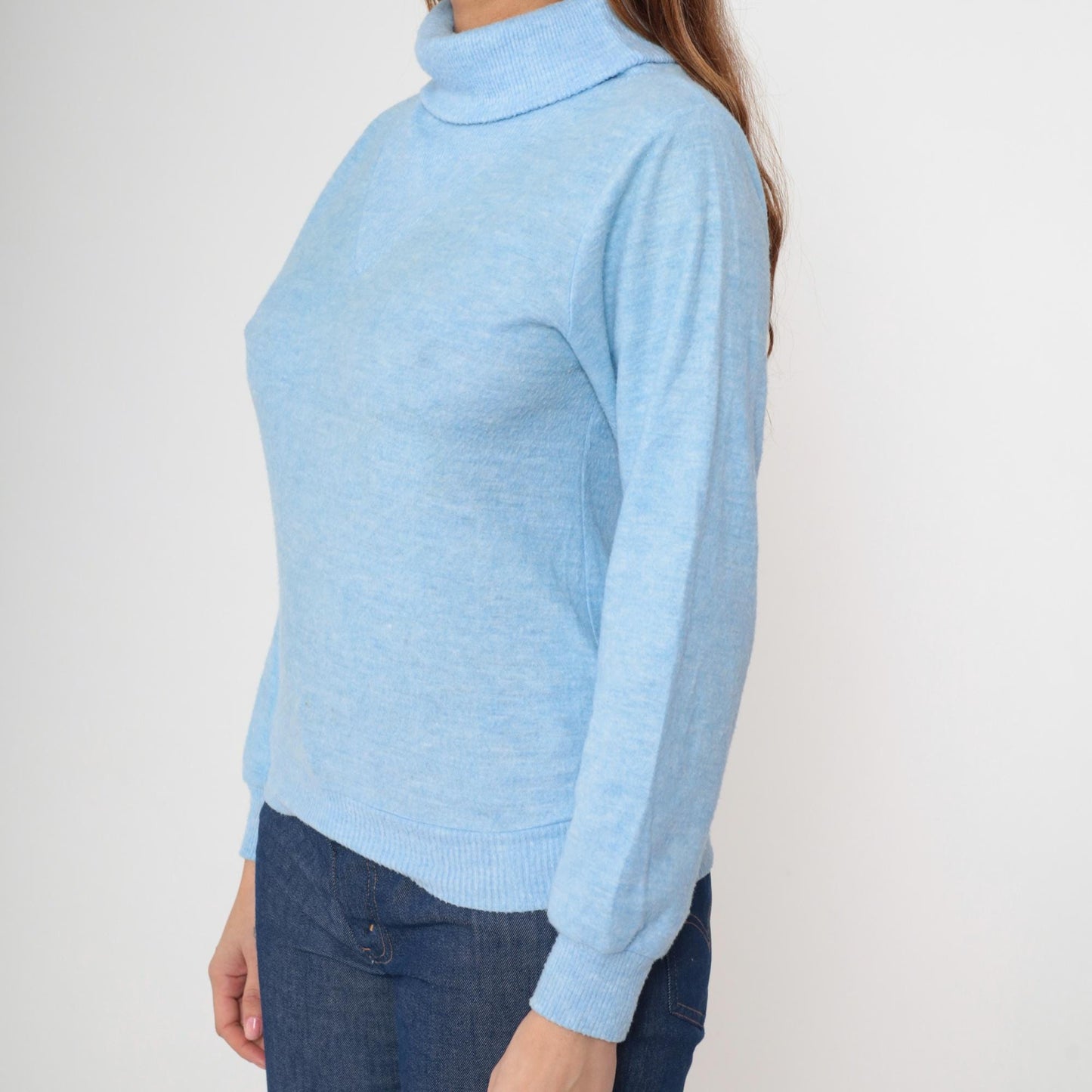 80s Baby Blue Turtleneck Sweatshirt Ski Modes Slouchy Small Medium