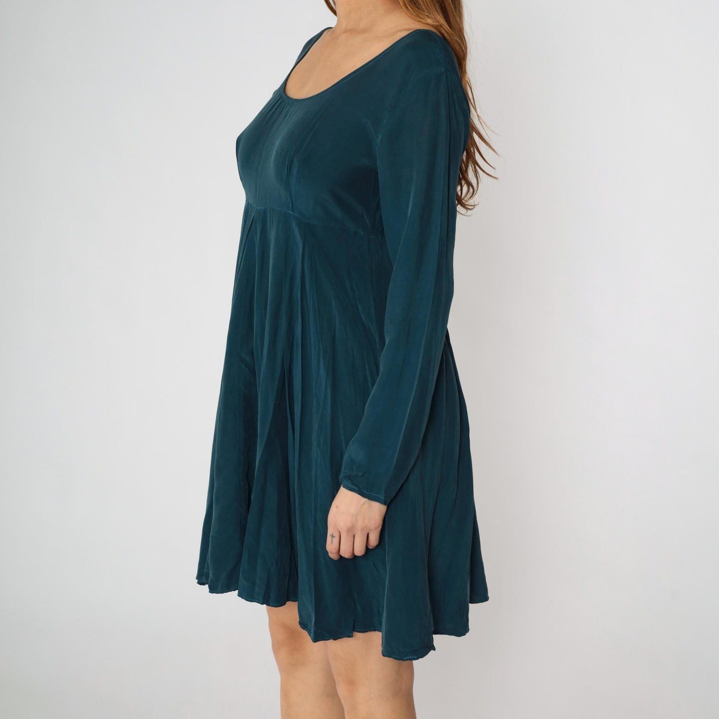90s Rampage Babydoll Mini Dress Dark Teal Scoop Neck Empire Waist Medium