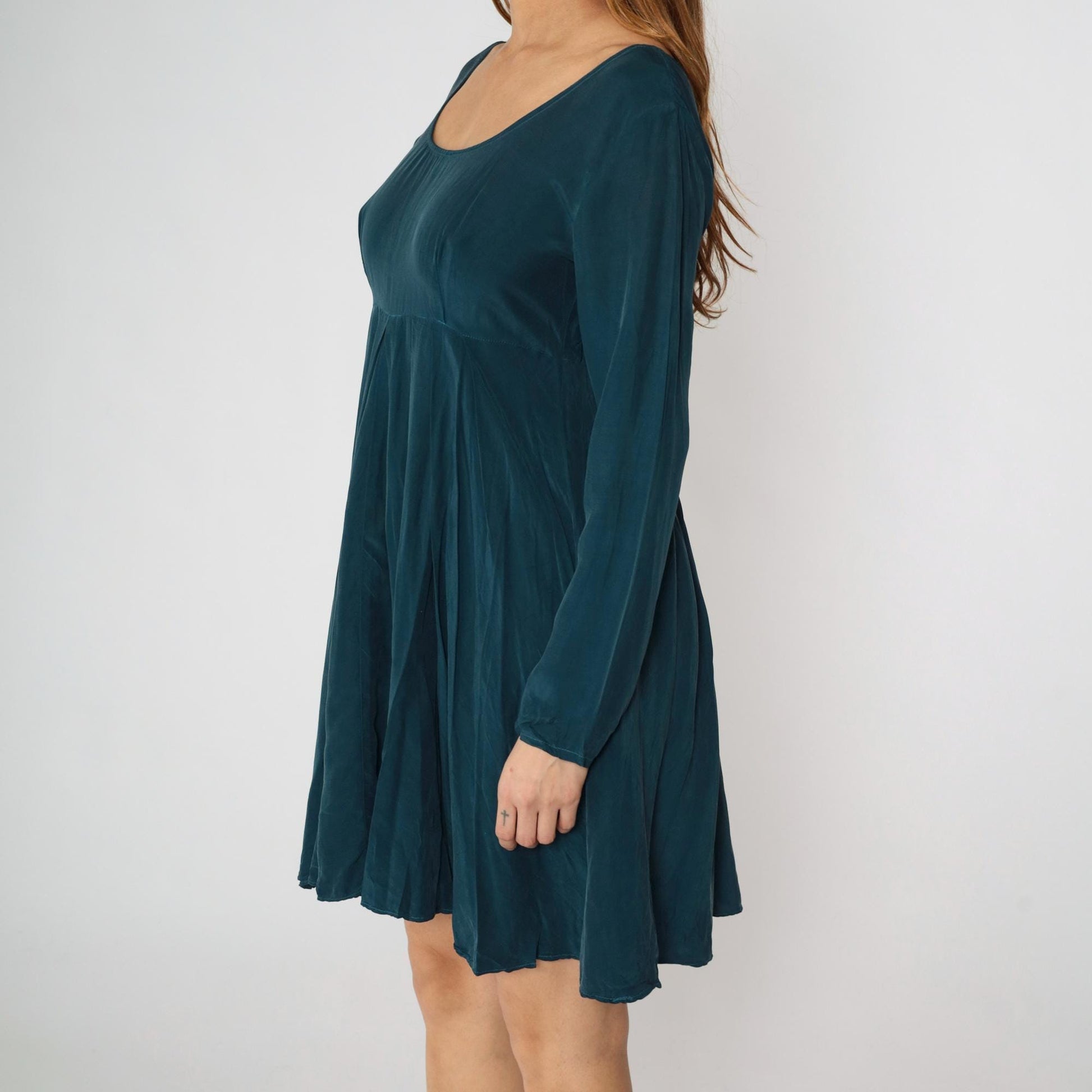 90s Rampage Babydoll Mini Dress Dark Teal Scoop Neck Empire Waist Medium