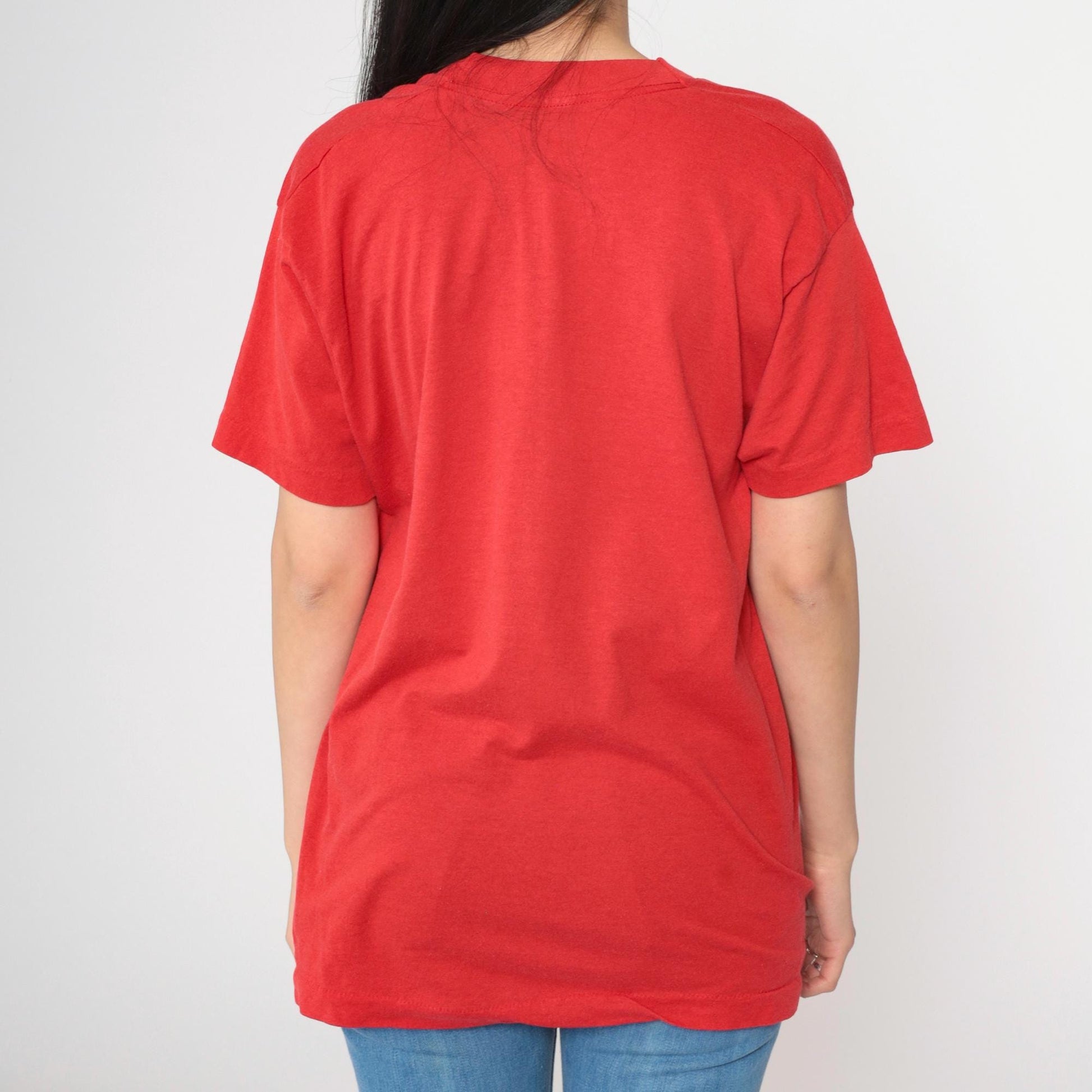 90s North daCola North Dakota Graphic T-Shirt Faded Red Medium