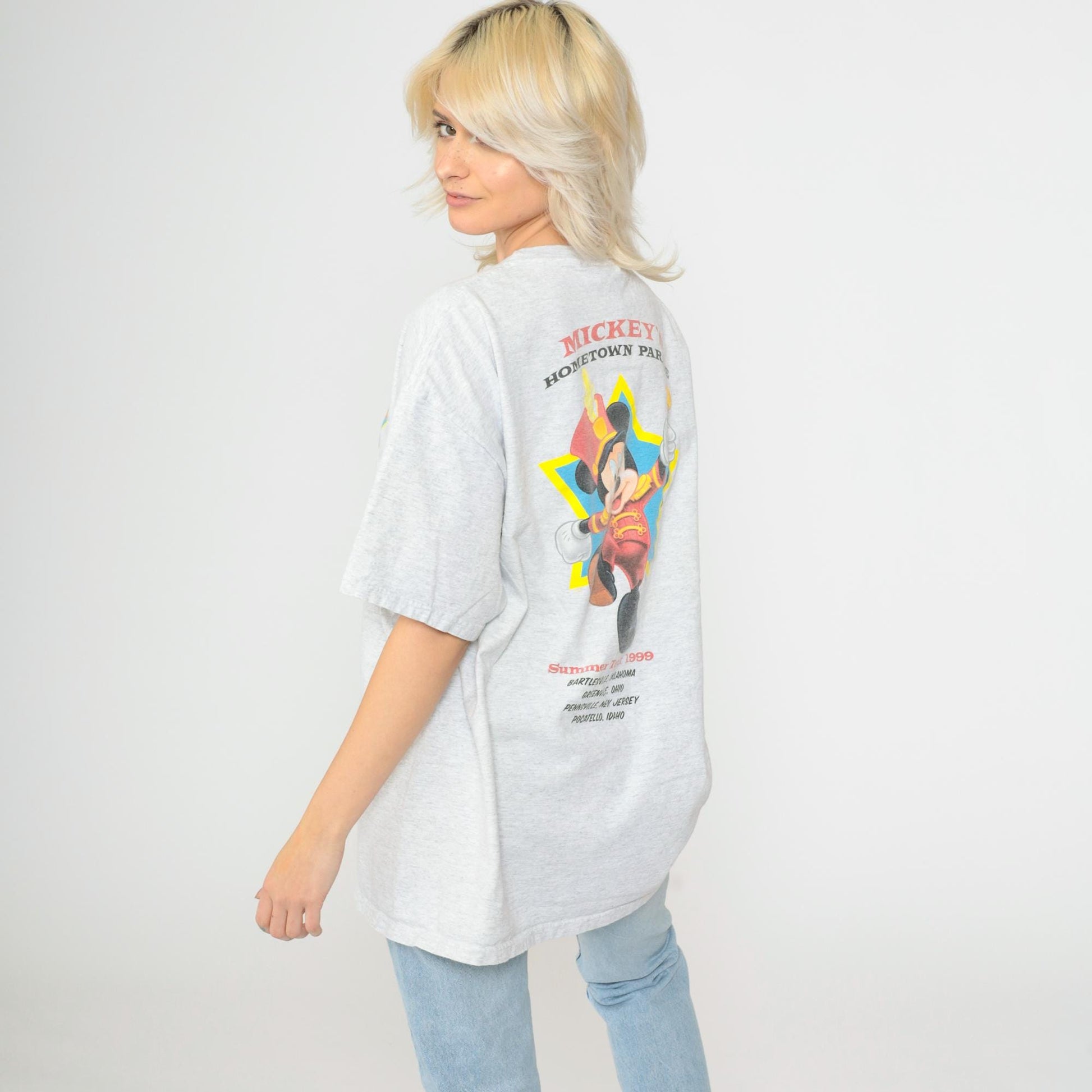 90s Mickey's Hometown Parade Tour 1999 Disney Graphic Tee Heather Grey Extra Large XL