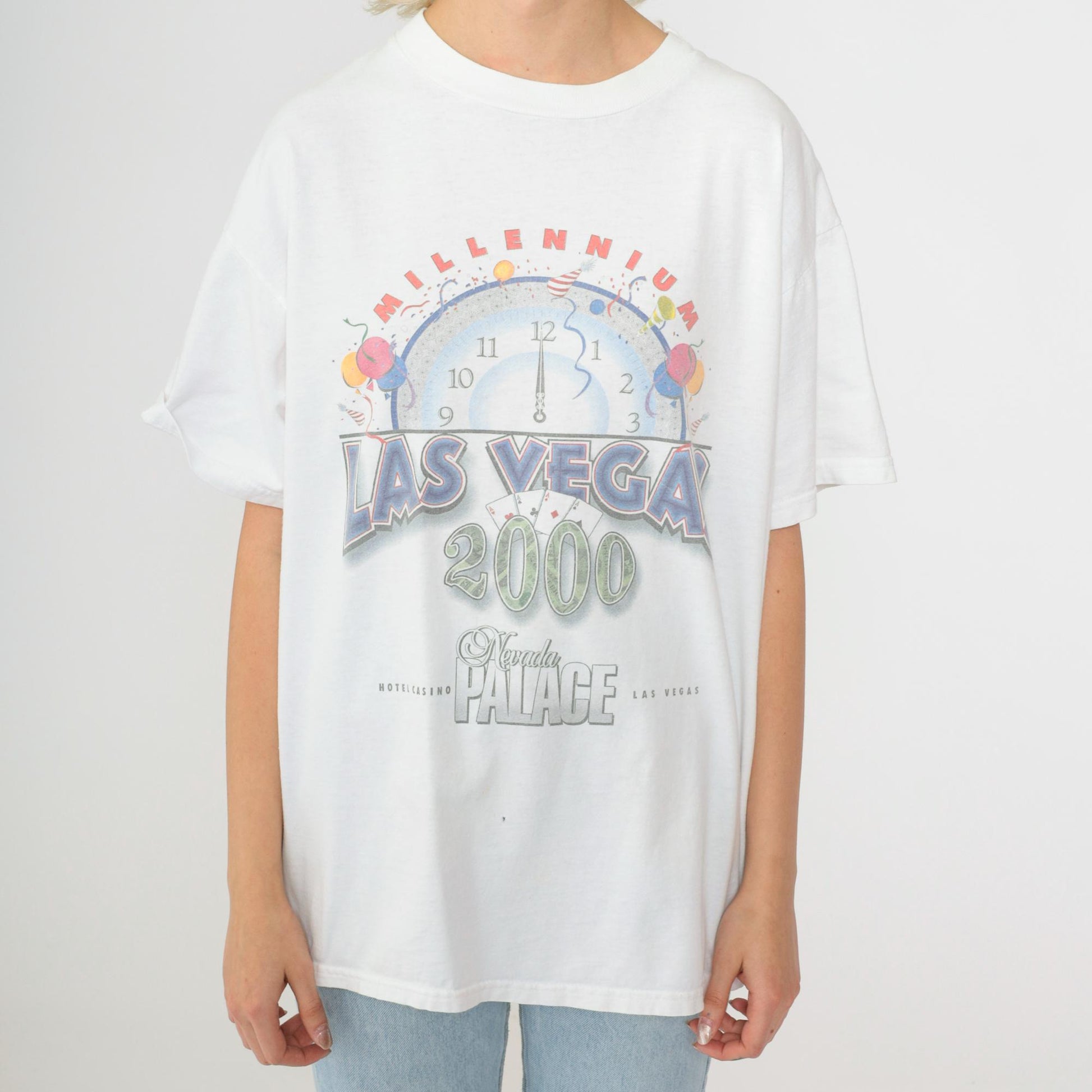 Y2K Las Vegas Nevada Palace Millennium Graphic T-Shirt 00s Large