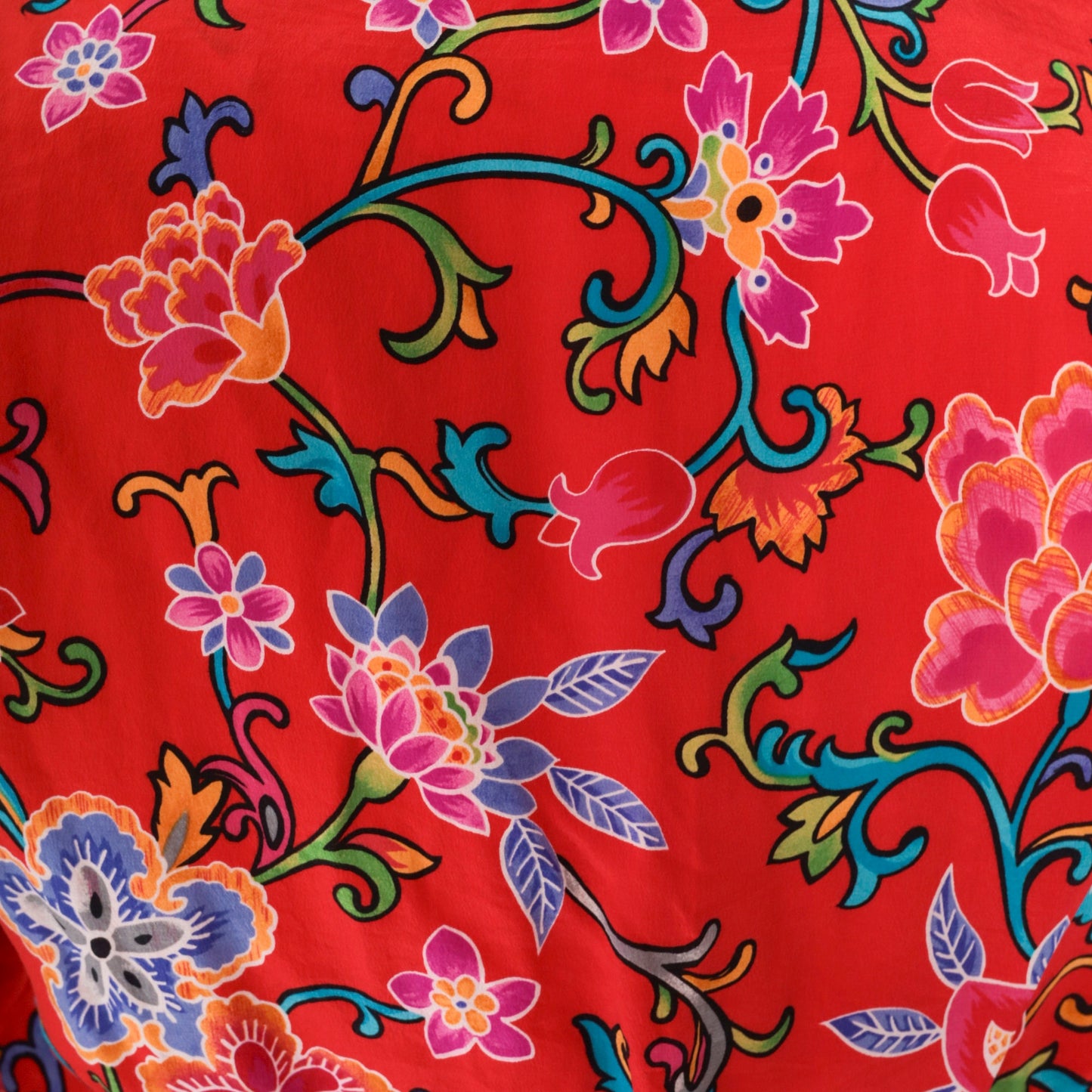 90s Casual Corner Silk Vest Red Floral Print Button Up V Neck Small