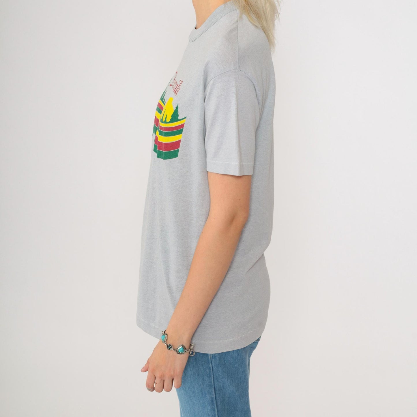 80s Knoxville Tennessee Graphic T-Shirt Grey Nature Print Small