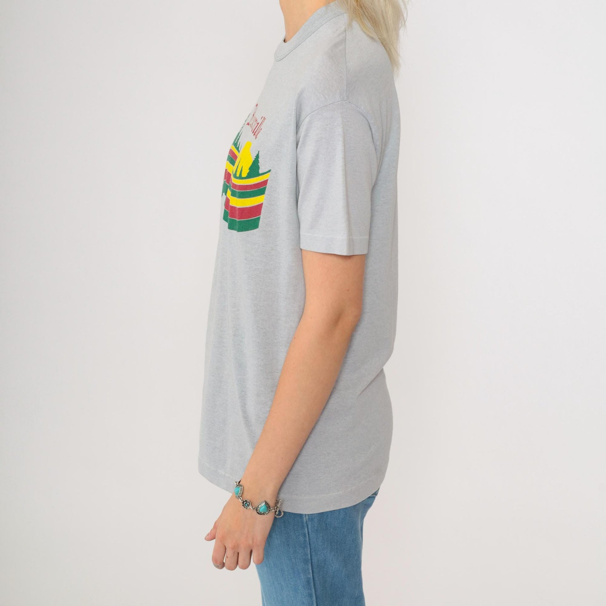 80s Knoxville Tennessee Graphic T-Shirt Grey Nature Print Small