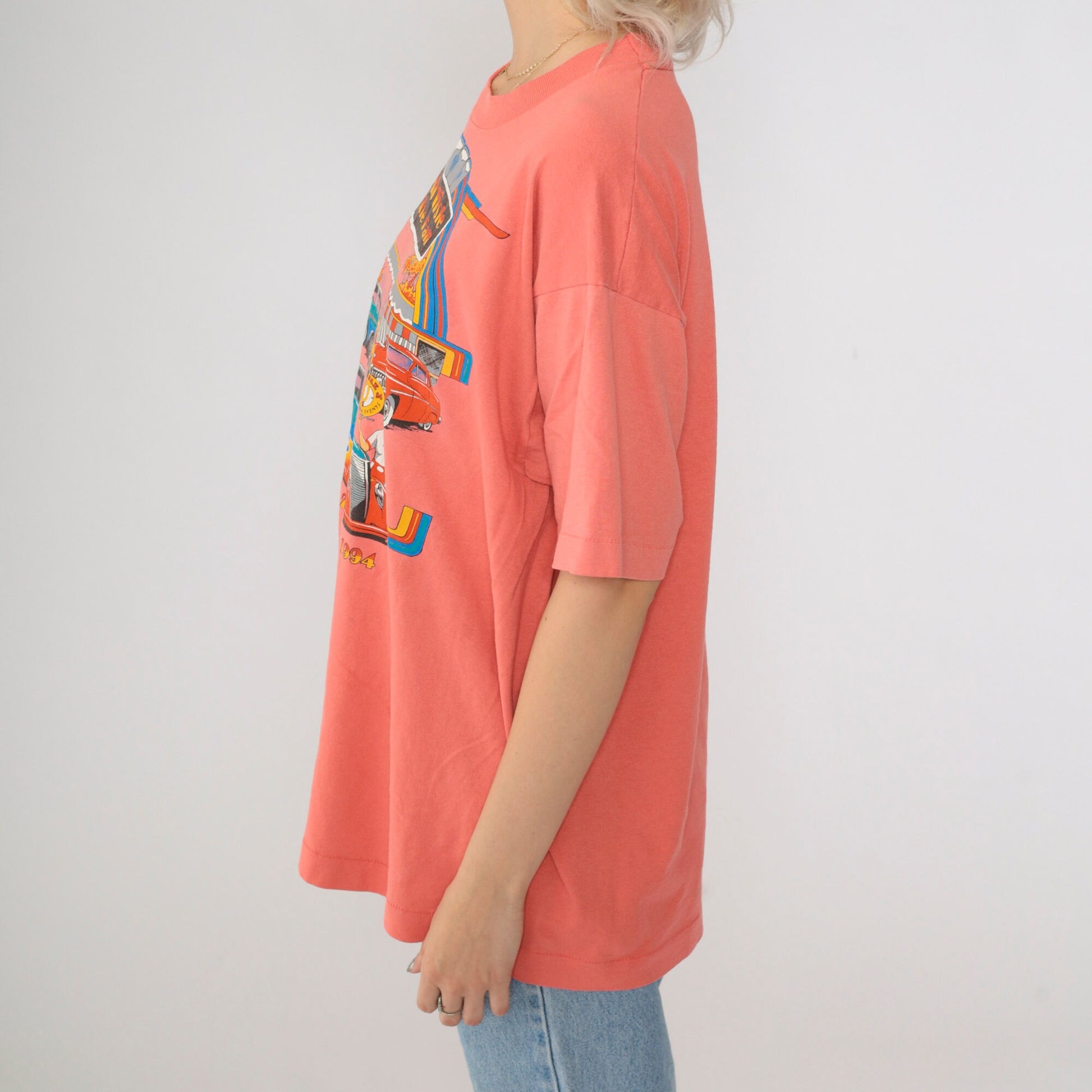 1994 Carlisle in the Fall Classic Car Graphic T-Shirt Coral Extra Large