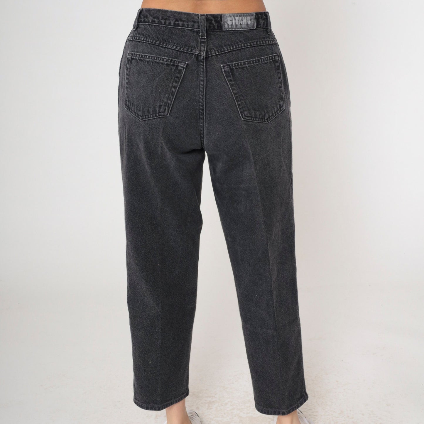 90s Gitano Black Denim High-Rise Tapered Mom Jeans Medium 31
