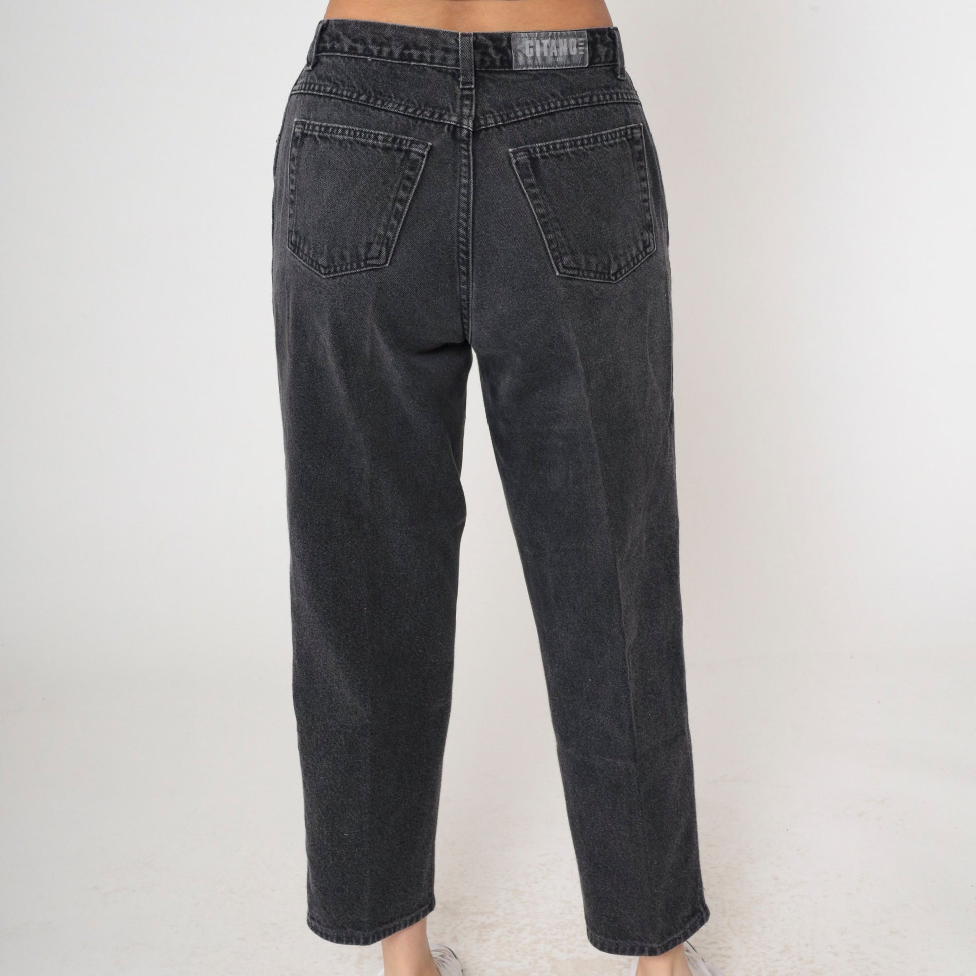 90s Gitano Black Denim High-Rise Tapered Mom Jeans Medium 31