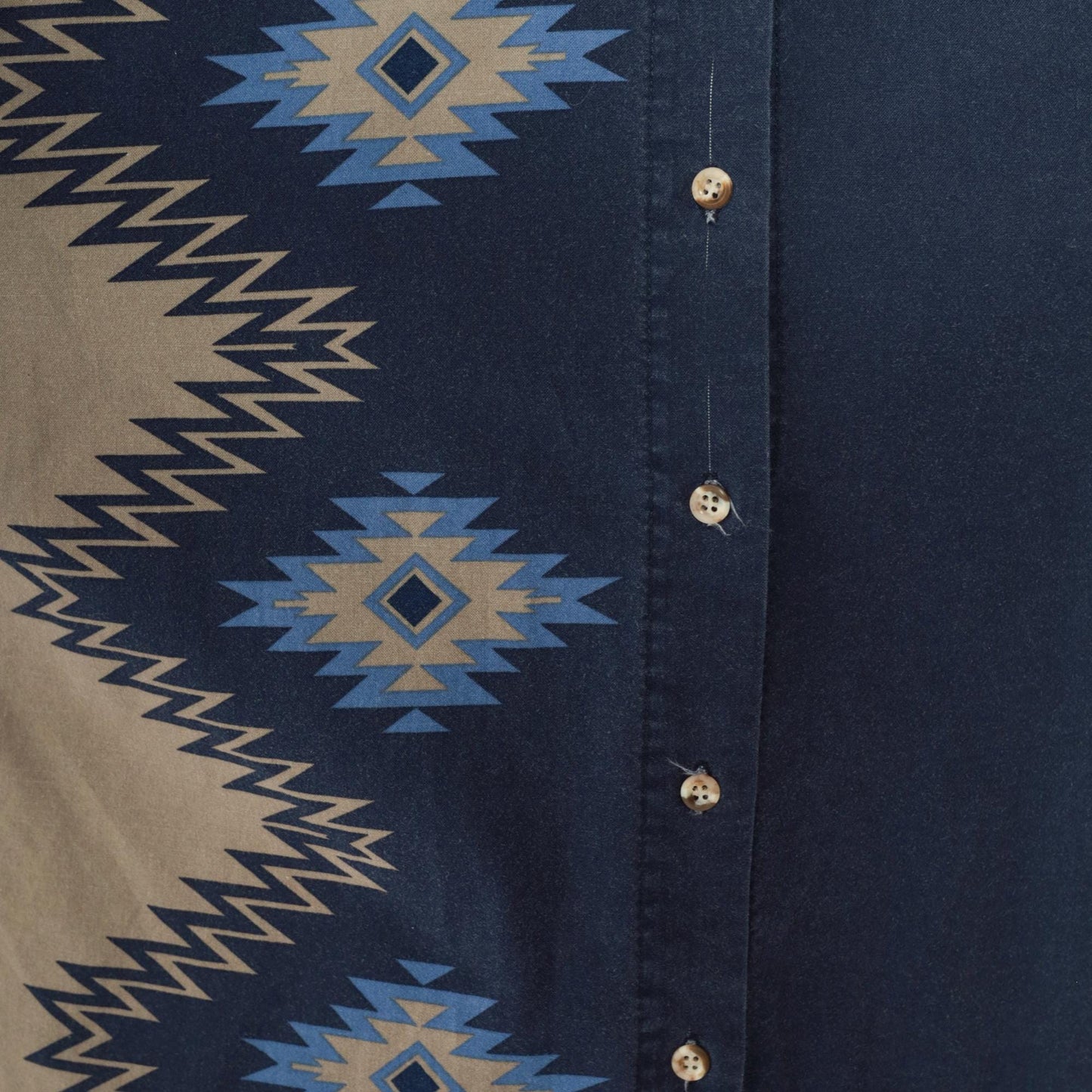 90s Roper Southwestern Navy Button-Up Blouse Striped Navajo Print Small
