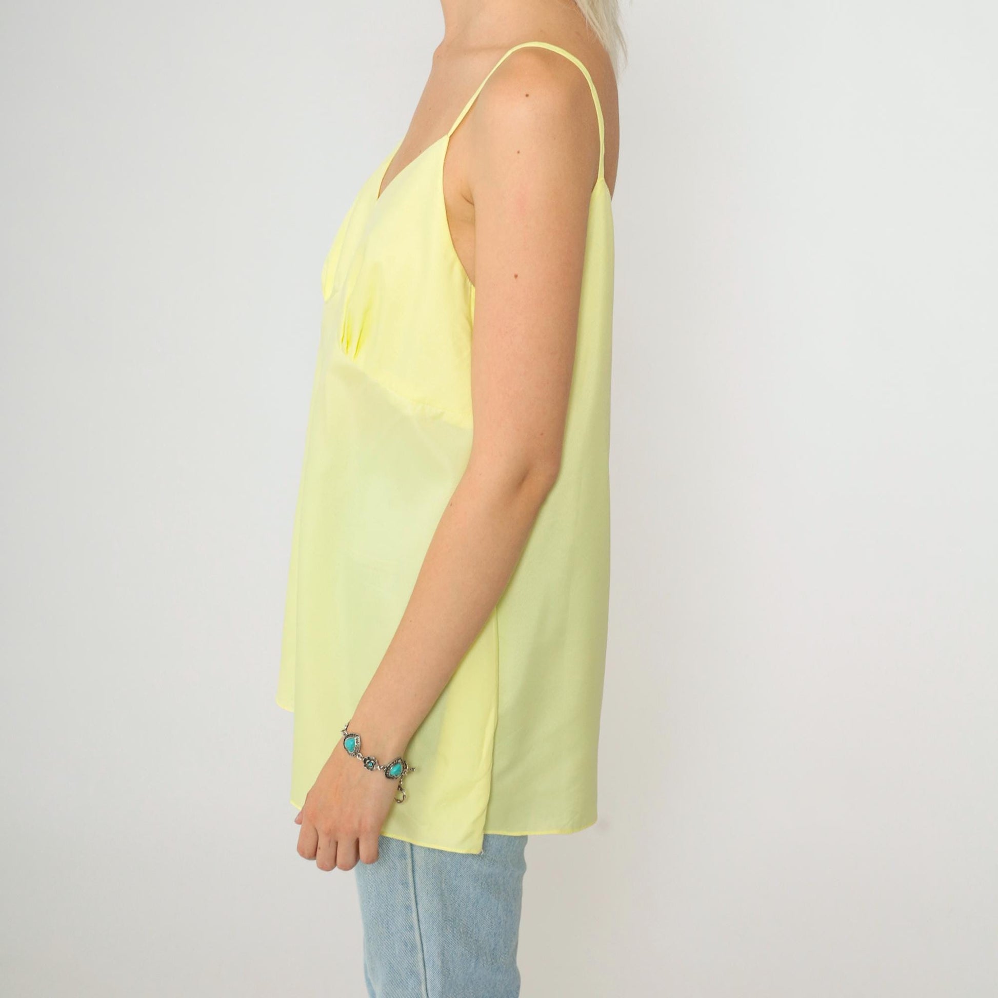 00s Yellow Babydoll Tank Top Spaghetti Strap Empire Waist Medium