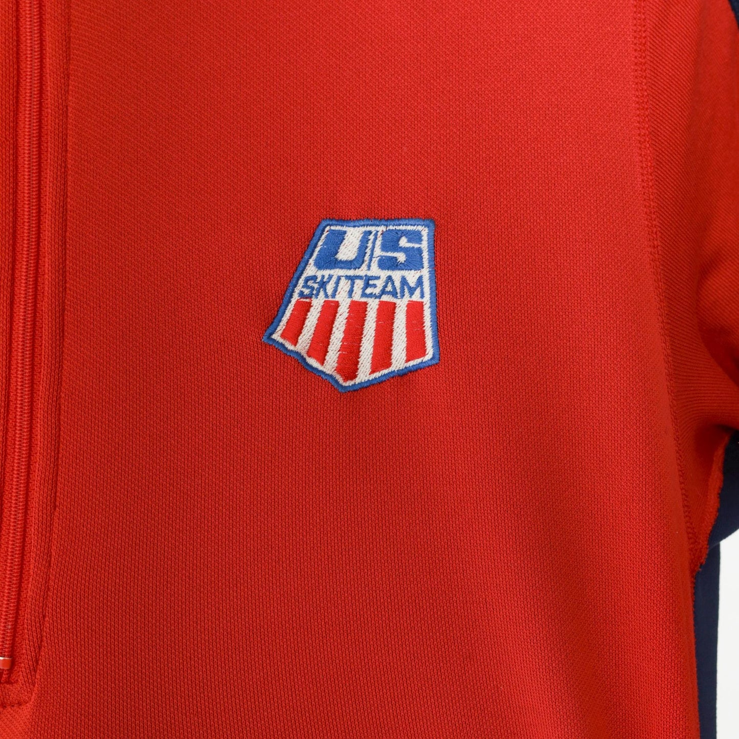 90s Nike US Ski Team Long Sleeve Quarter Zip Mock Neck Red Large