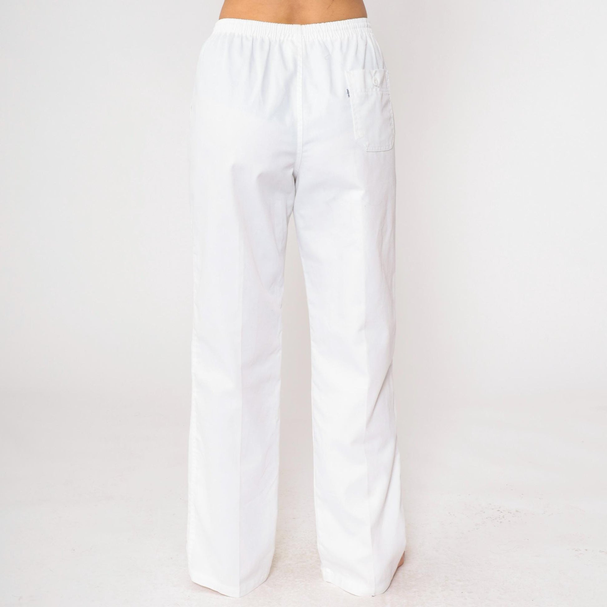 80s Levi's White Athletic Trousers Elastic Waist Small