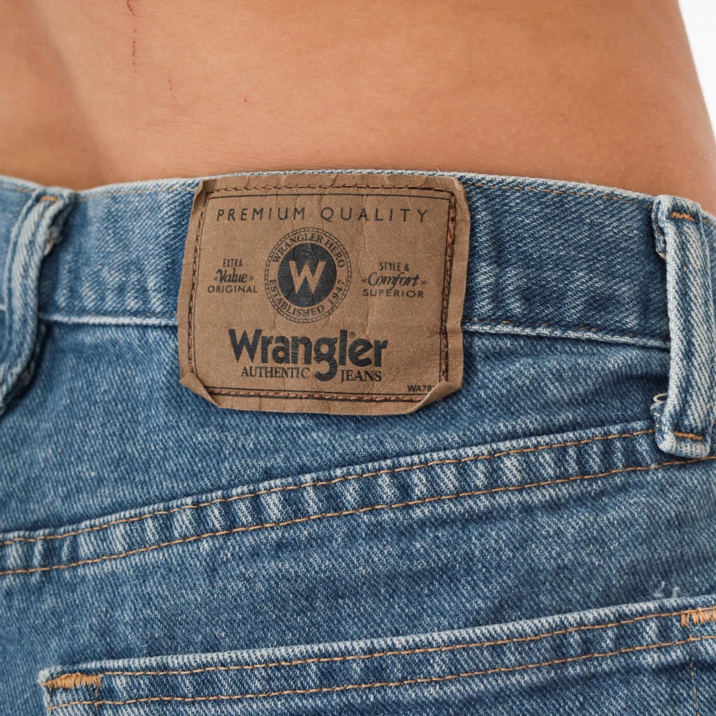Y2K Wrangler Denim Bermuda Shorts High Waist Blue Jean Relaxed Fit Medium M