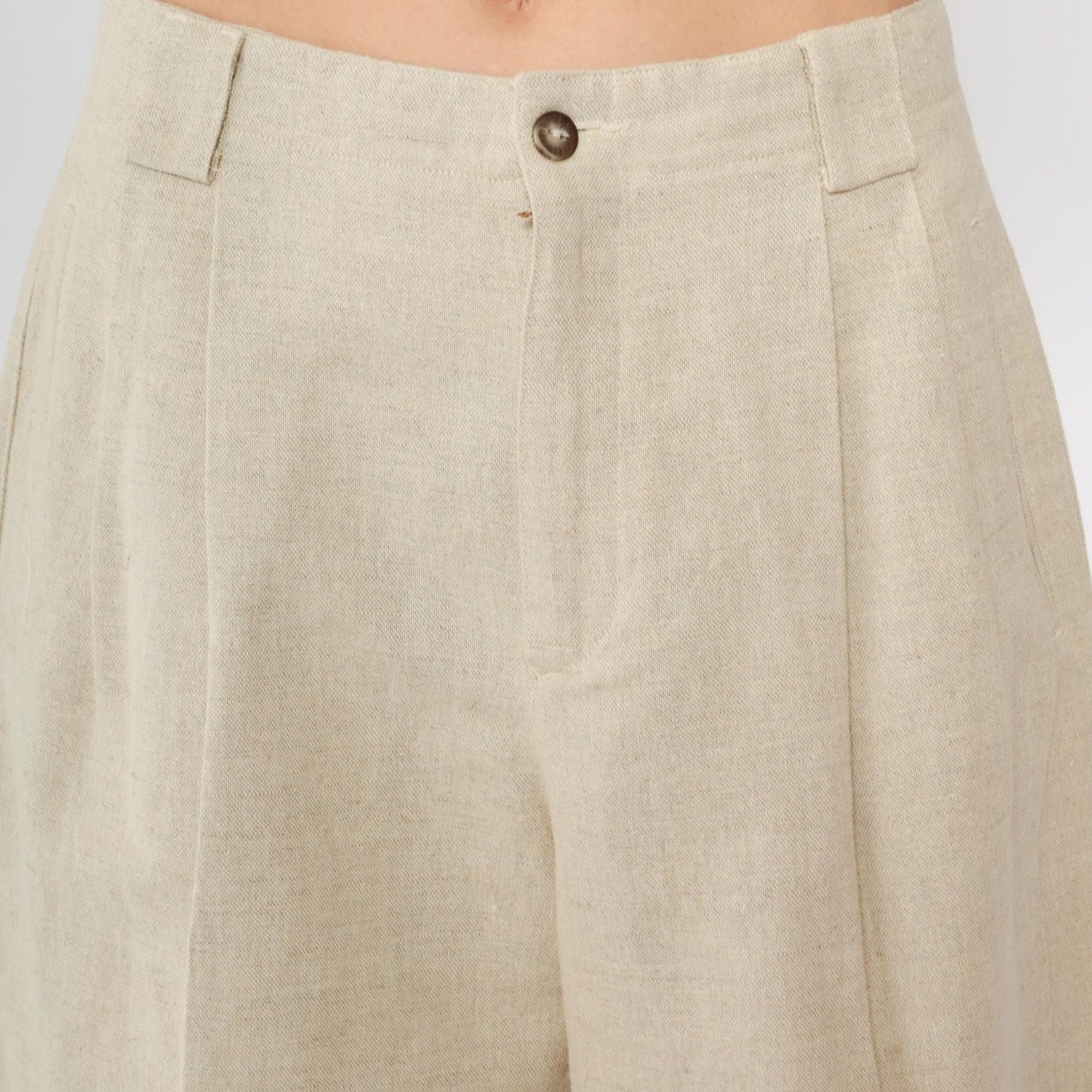 90s Liz Claiborne Pleated Shorts Beige Linen High Waist Medium