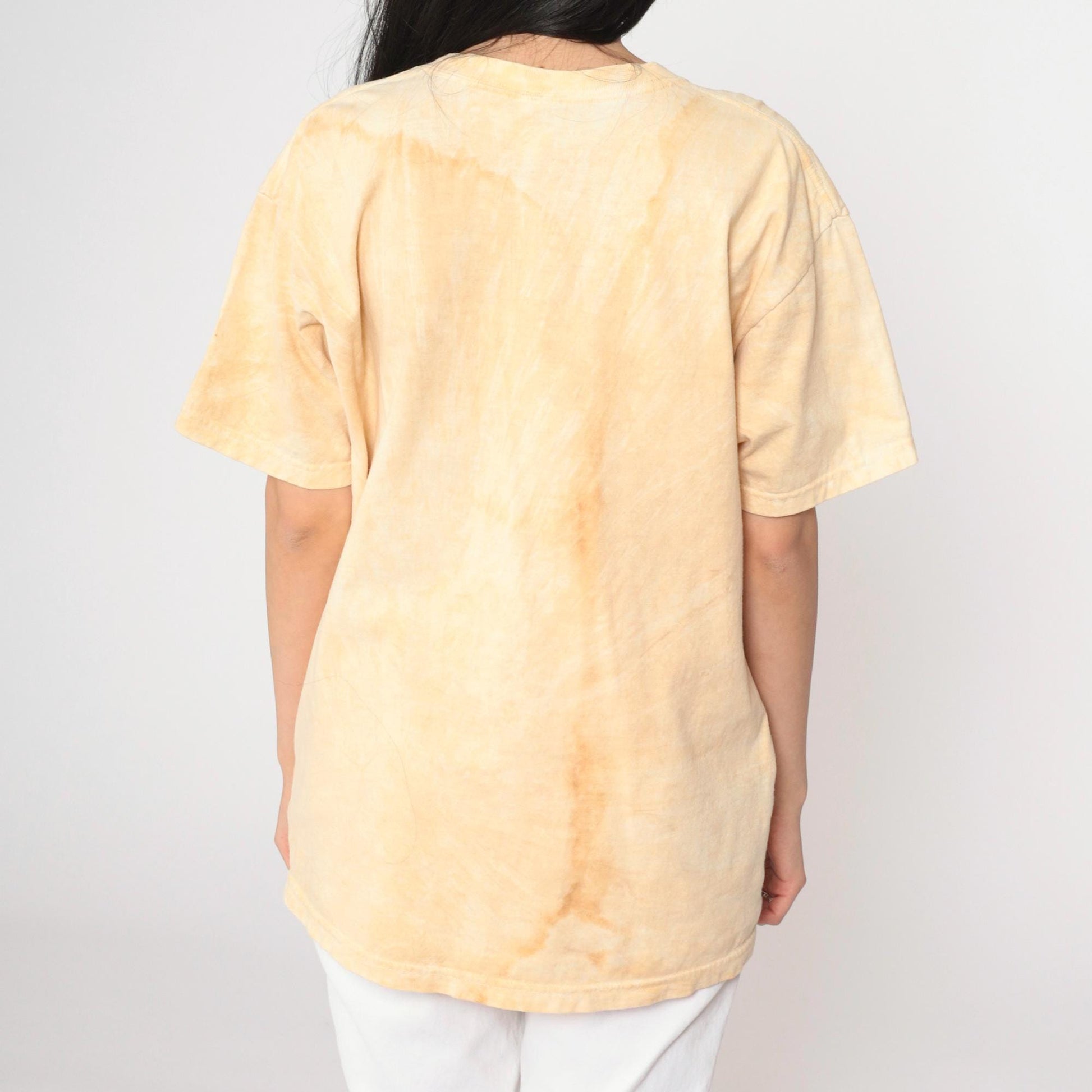 90s Glen Eden Sun Club Tie Dye Graphic T-Shirt Yellow Metallic Large