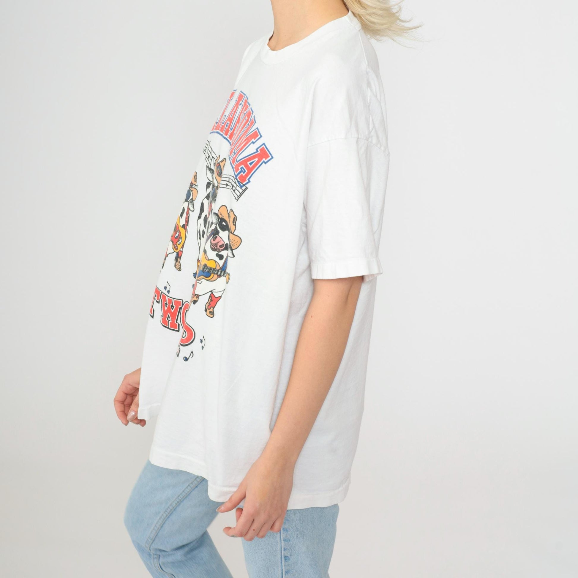 90s Oklahoma Two Step Country Cow Band Graphic Tee Cotton Extra Large