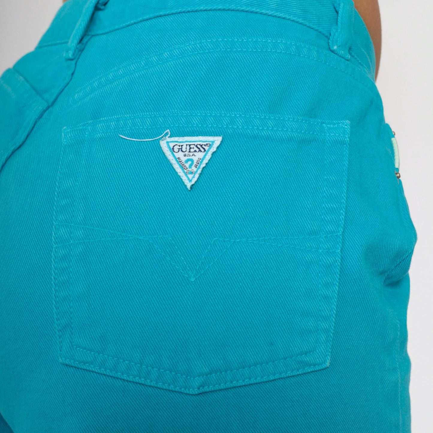 90s Guess Turquoise Denim Shorts Mid Rise Small 30
