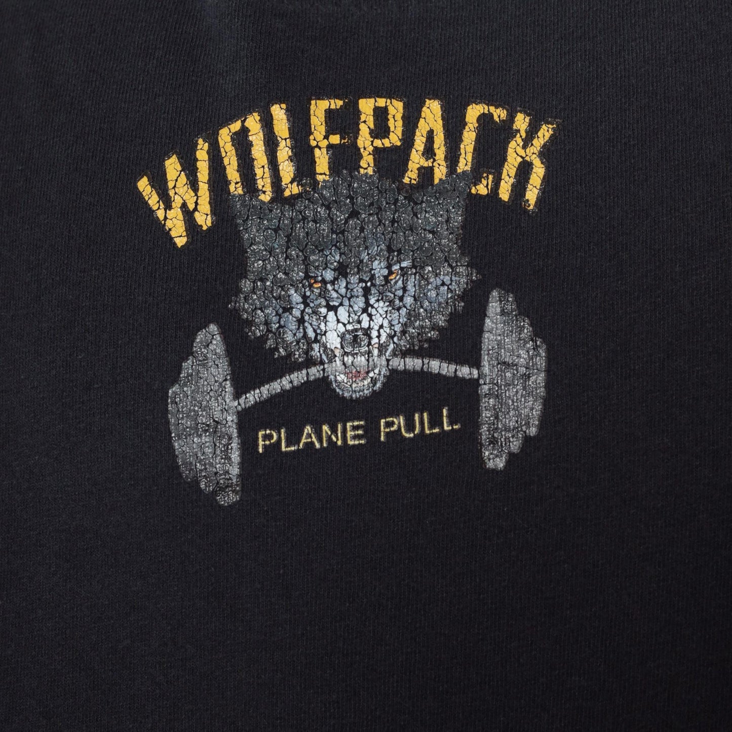90s Wolfpack Plane Pull Wolf Graphic Tank Top Black Distressed XXL