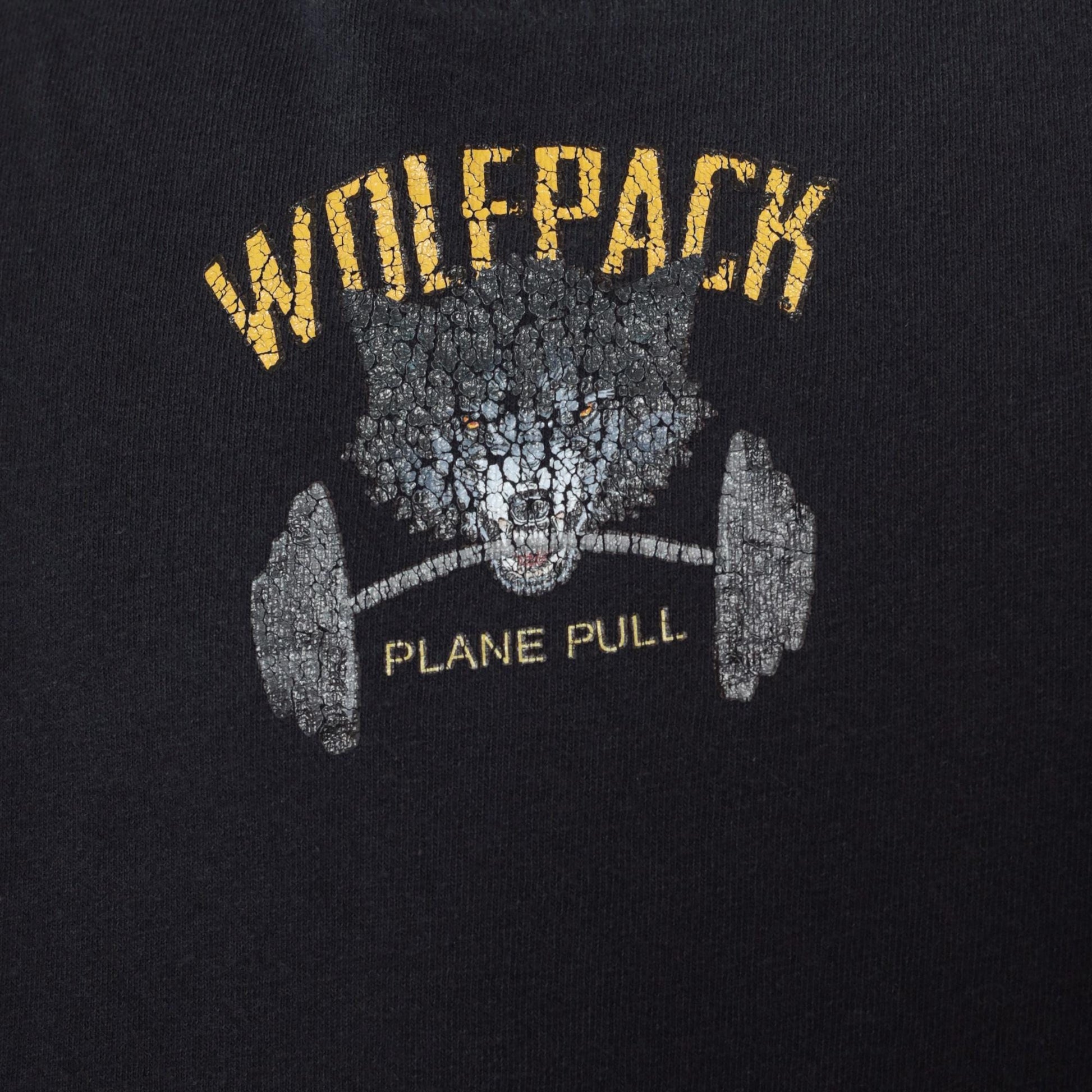 90s Wolfpack Plane Pull Wolf Graphic Tank Top Black Distressed XXL