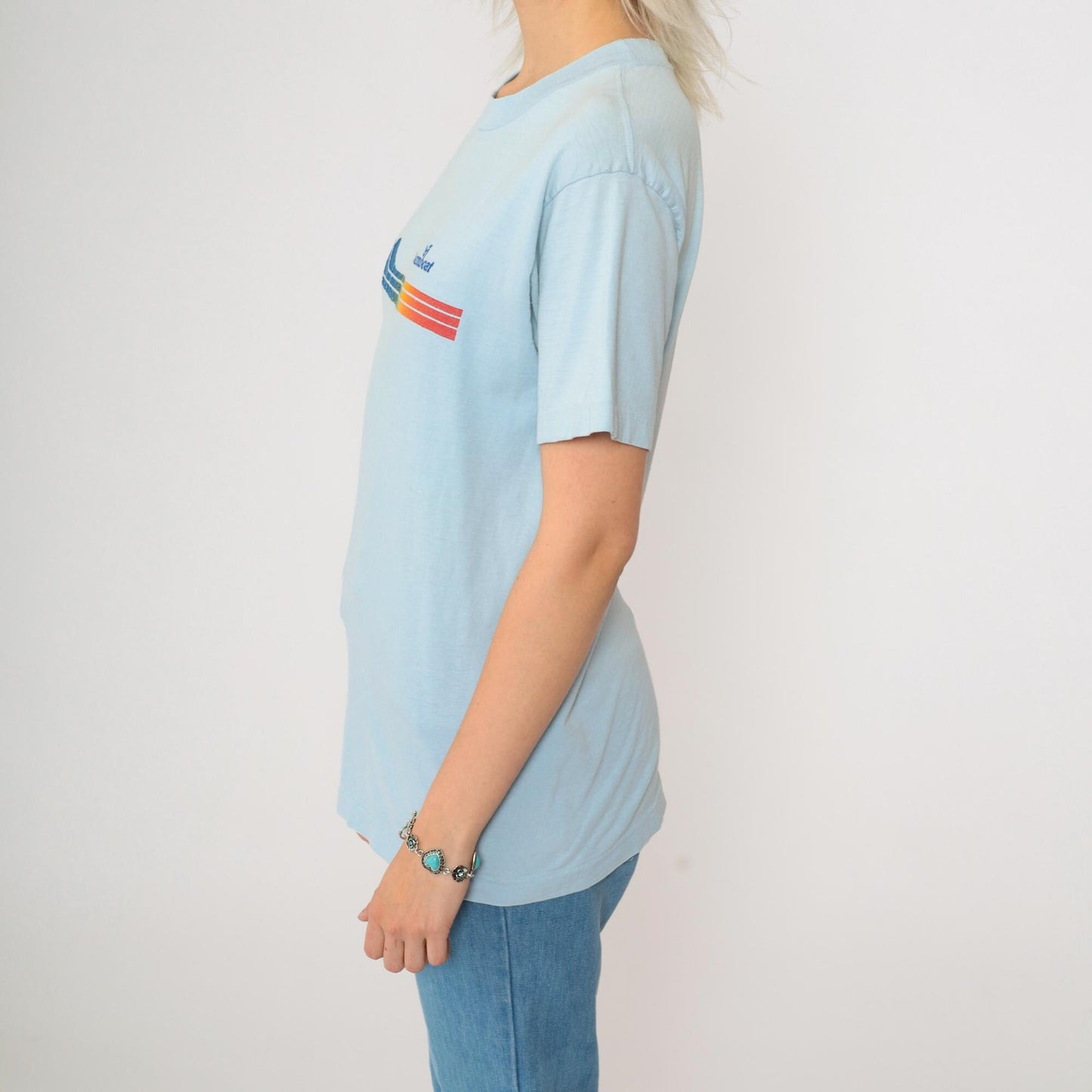 80s Steamboat Colorado Graphic T-Shirt Baby Blue Single Stitch Small