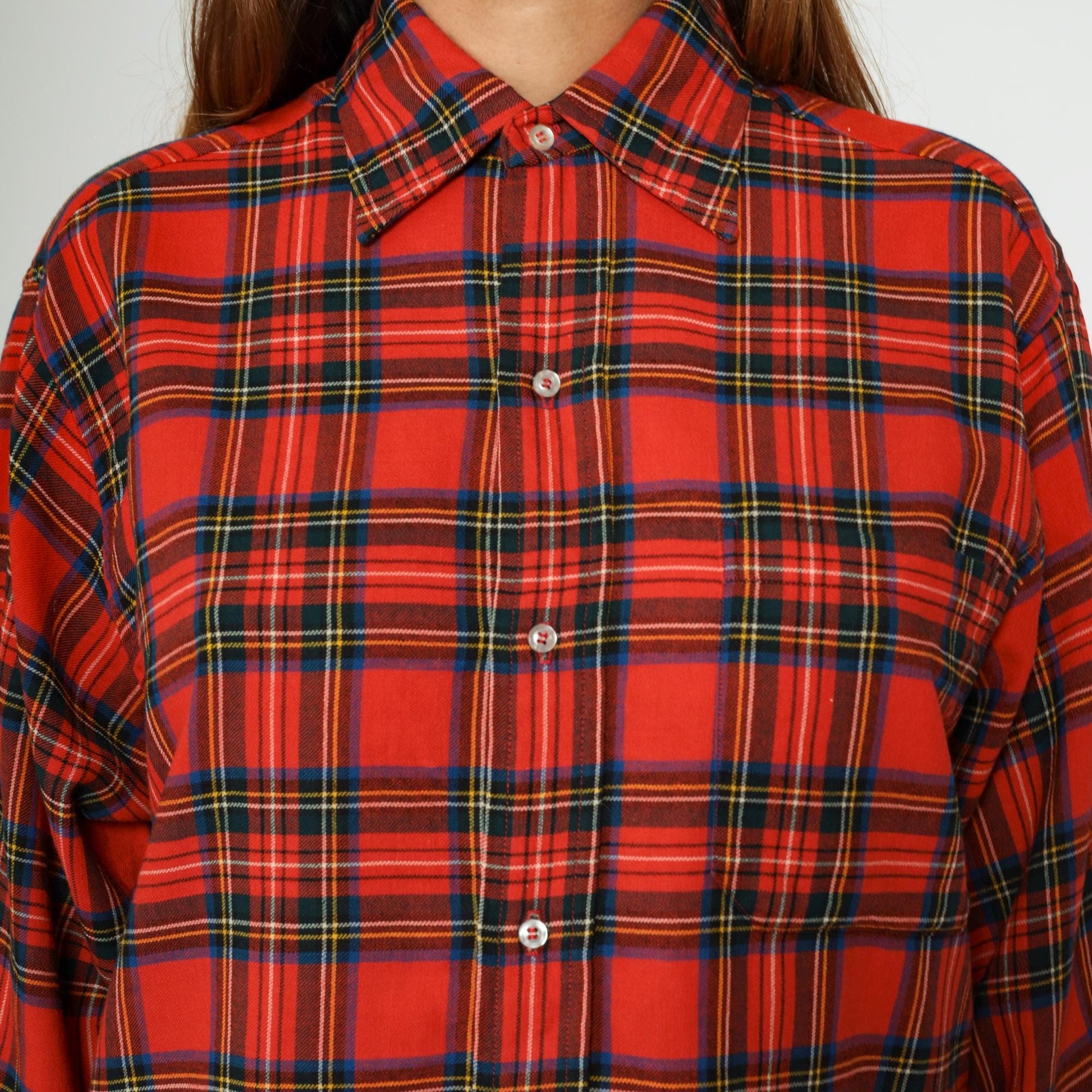 80s Brooks Brothers Red Plaid Wool Blend Button-Up Shirt Extra Large XL