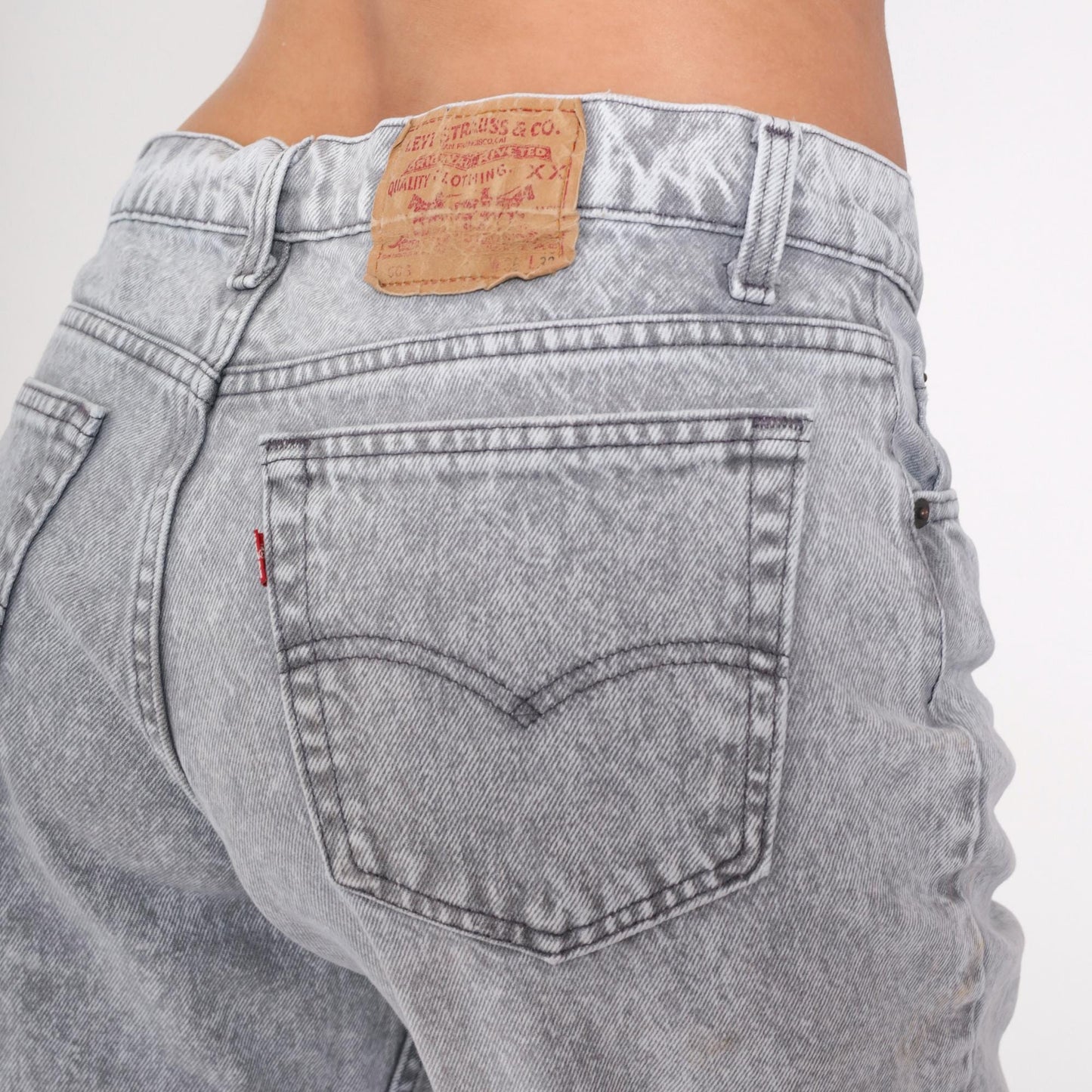 90s Levi's 506 Acid Wash Grey High-Rise Straight Jeans 36x32
