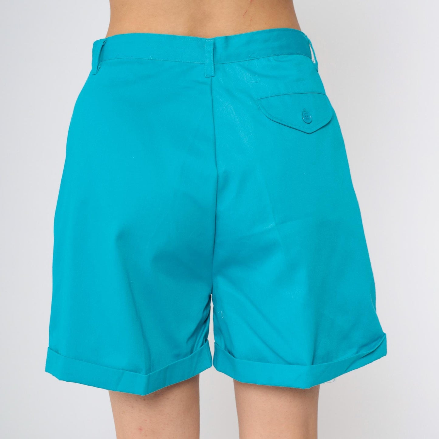 90s Hunters Gren Turquoise Pleated High-Waist Shorts Medium