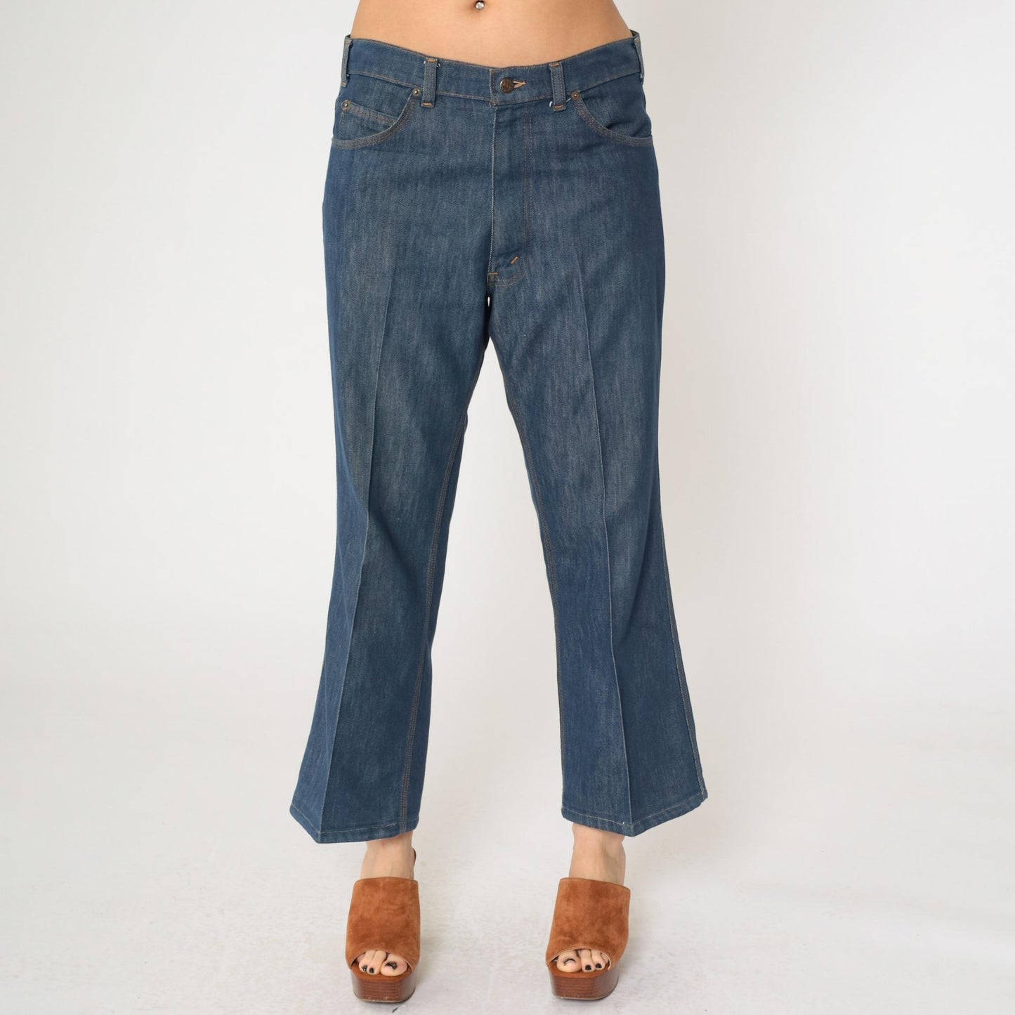 80s Levi's Dark Indigo Flared Bell Bottom Jeans High Rise Men's Medium