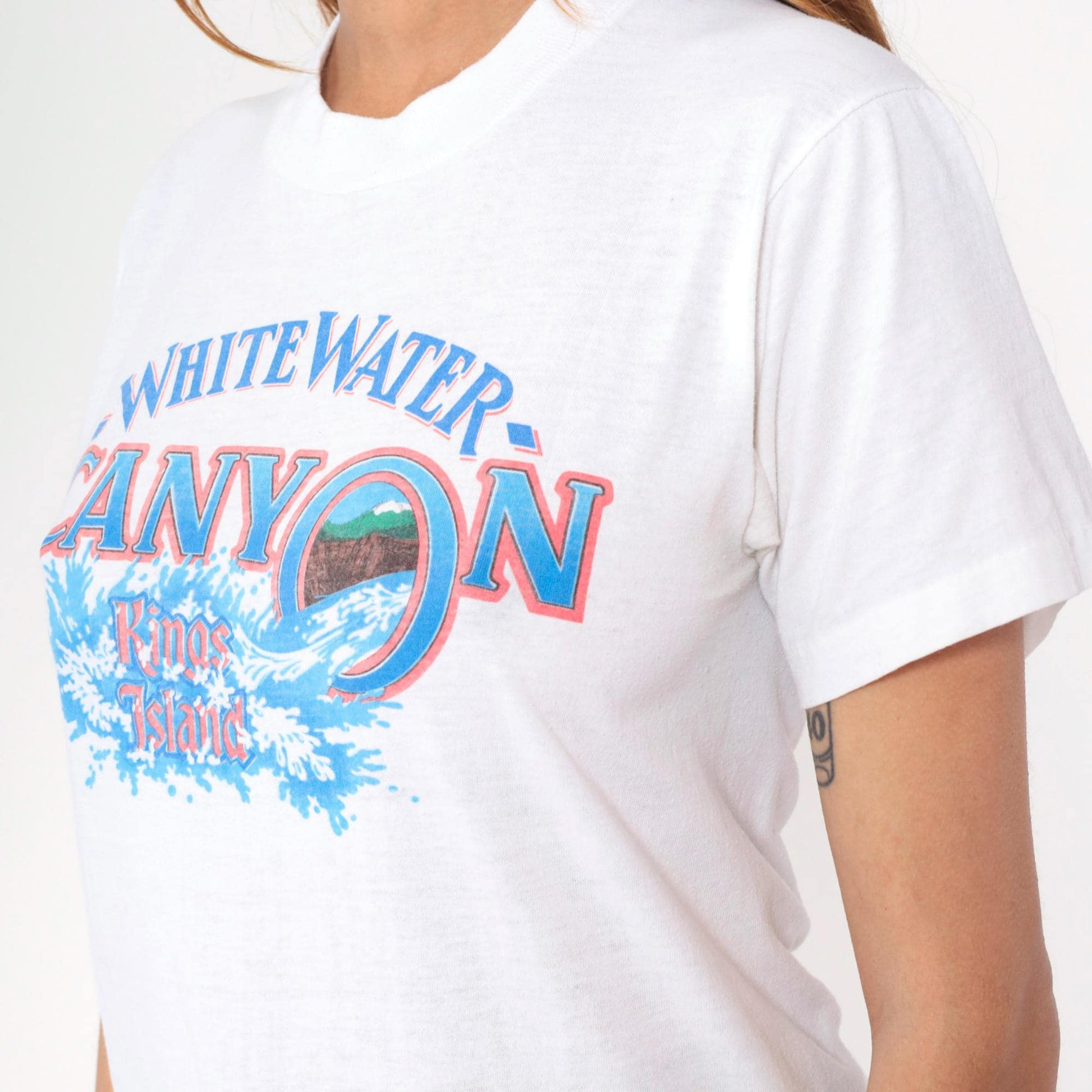 80s White Water Canyon Kings Island Ohio Graphic T-Shirt Screen Stars Small