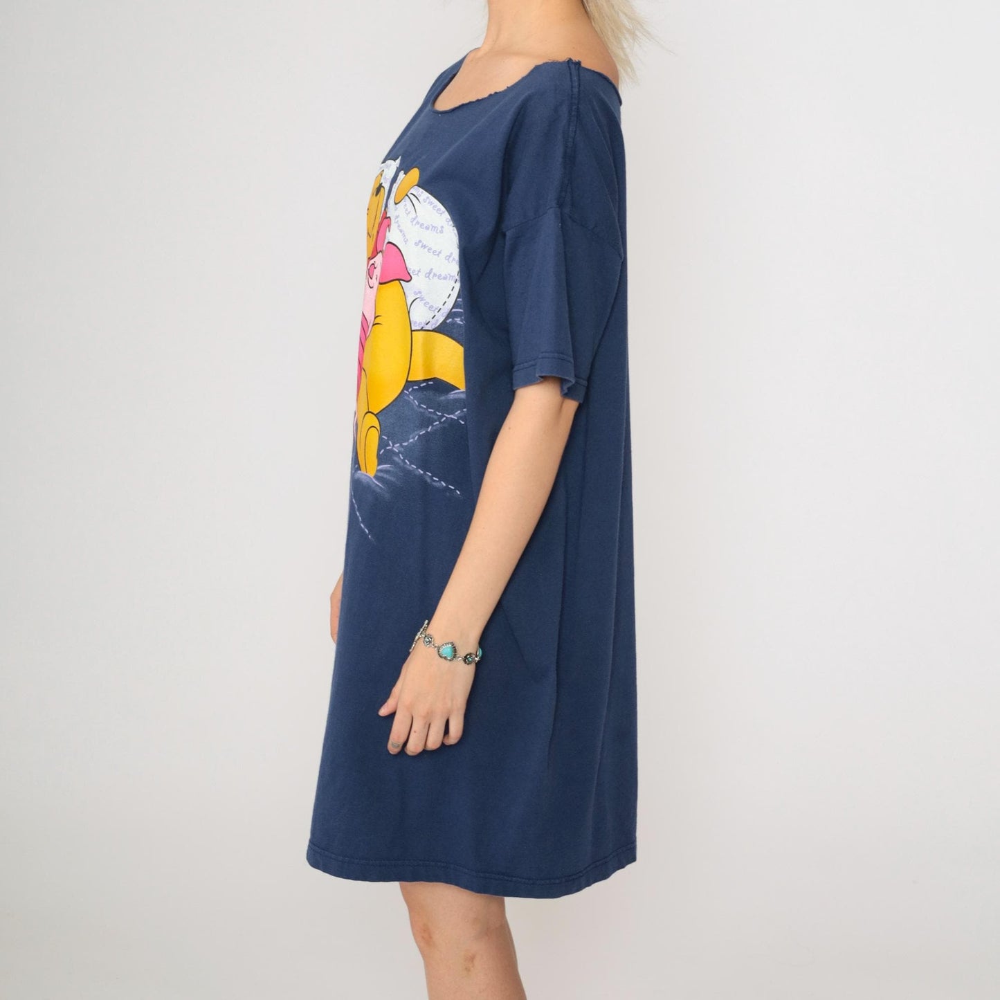 90s Winnie The Pooh Piglet Pajama Dress Disney Mini Navy Blue XXL Plus Size