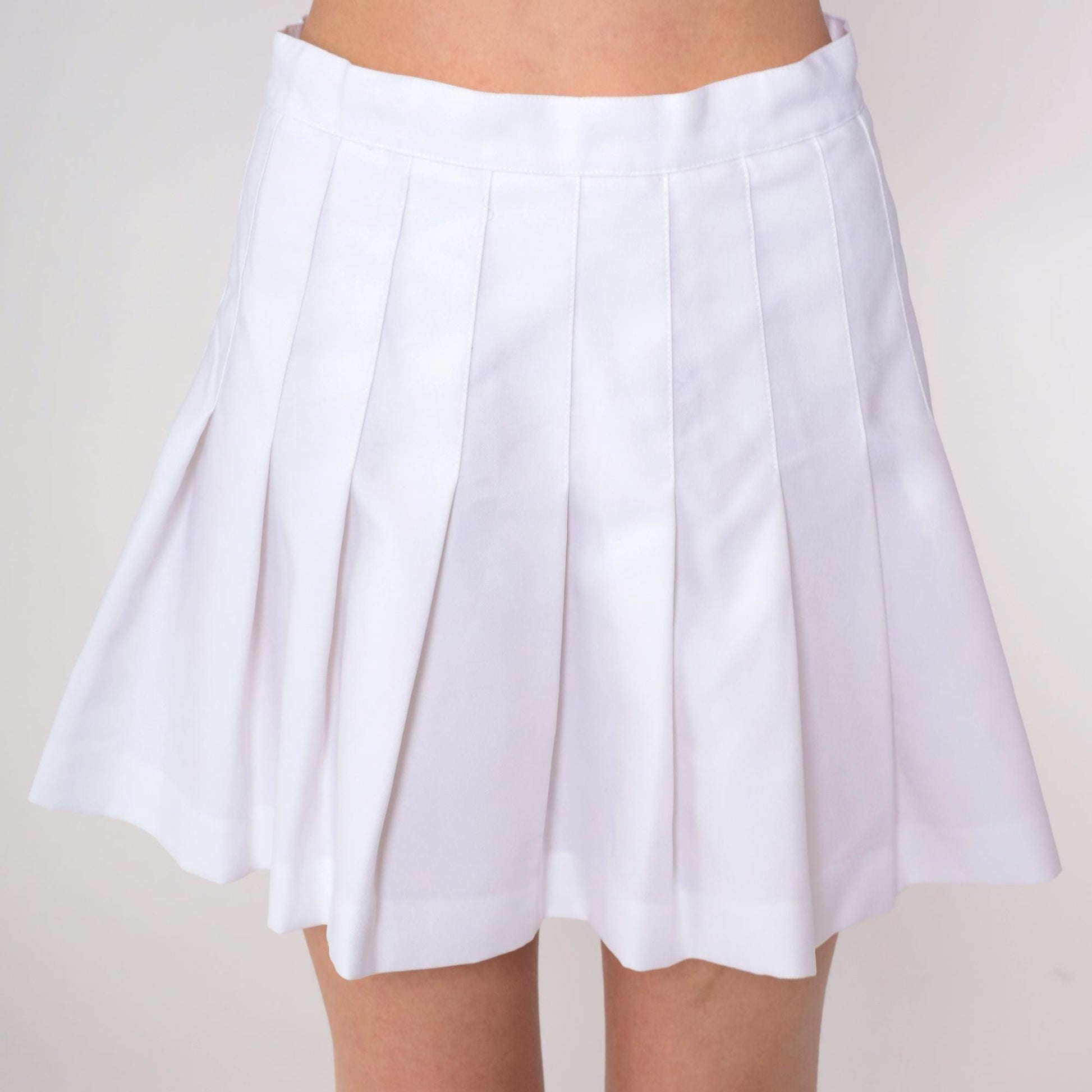 90s Reebok White Pleated Mini Skirt High Waist Side Zip Small