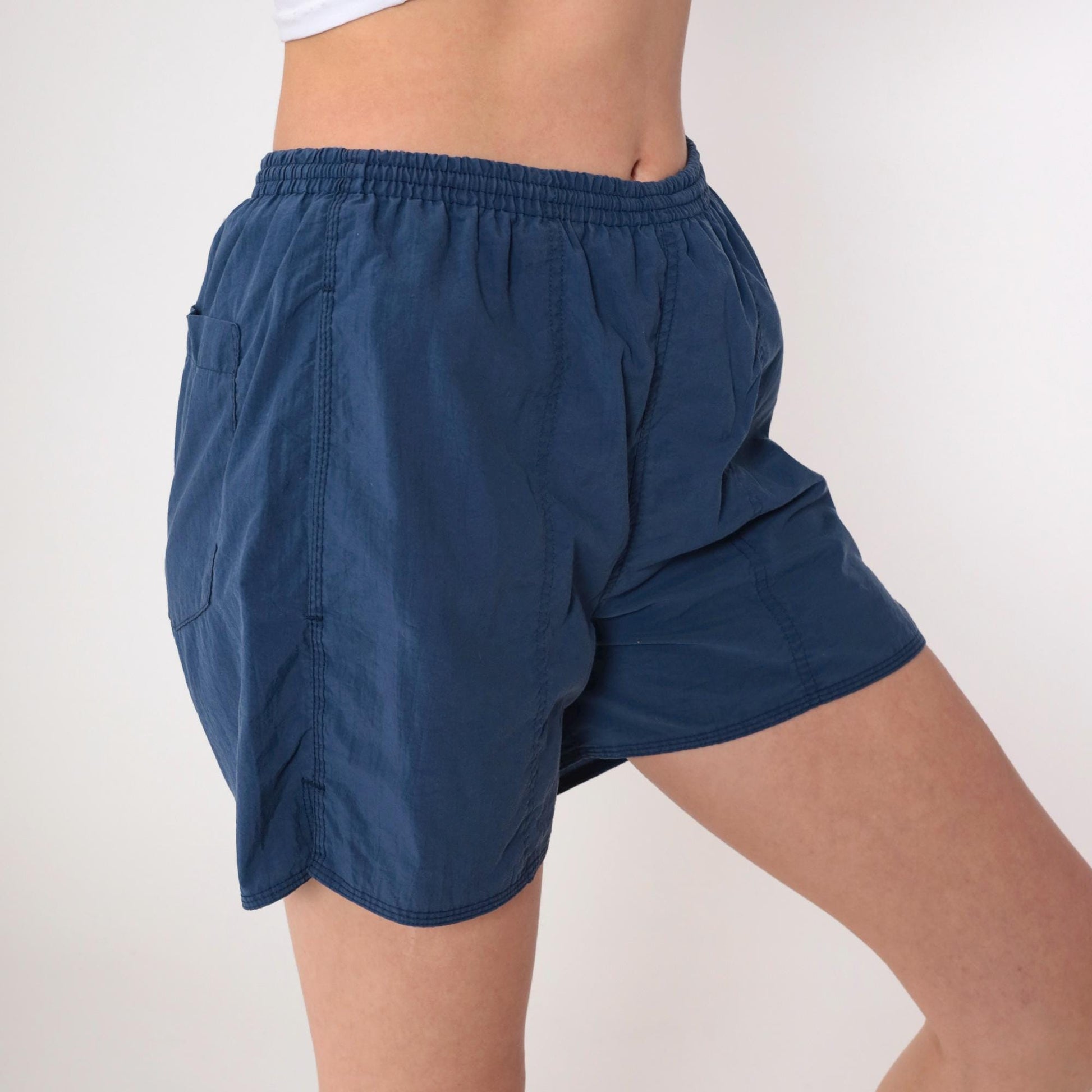90s Gap Navy Nylon Swim Shorts Elastic Waist Small Petite