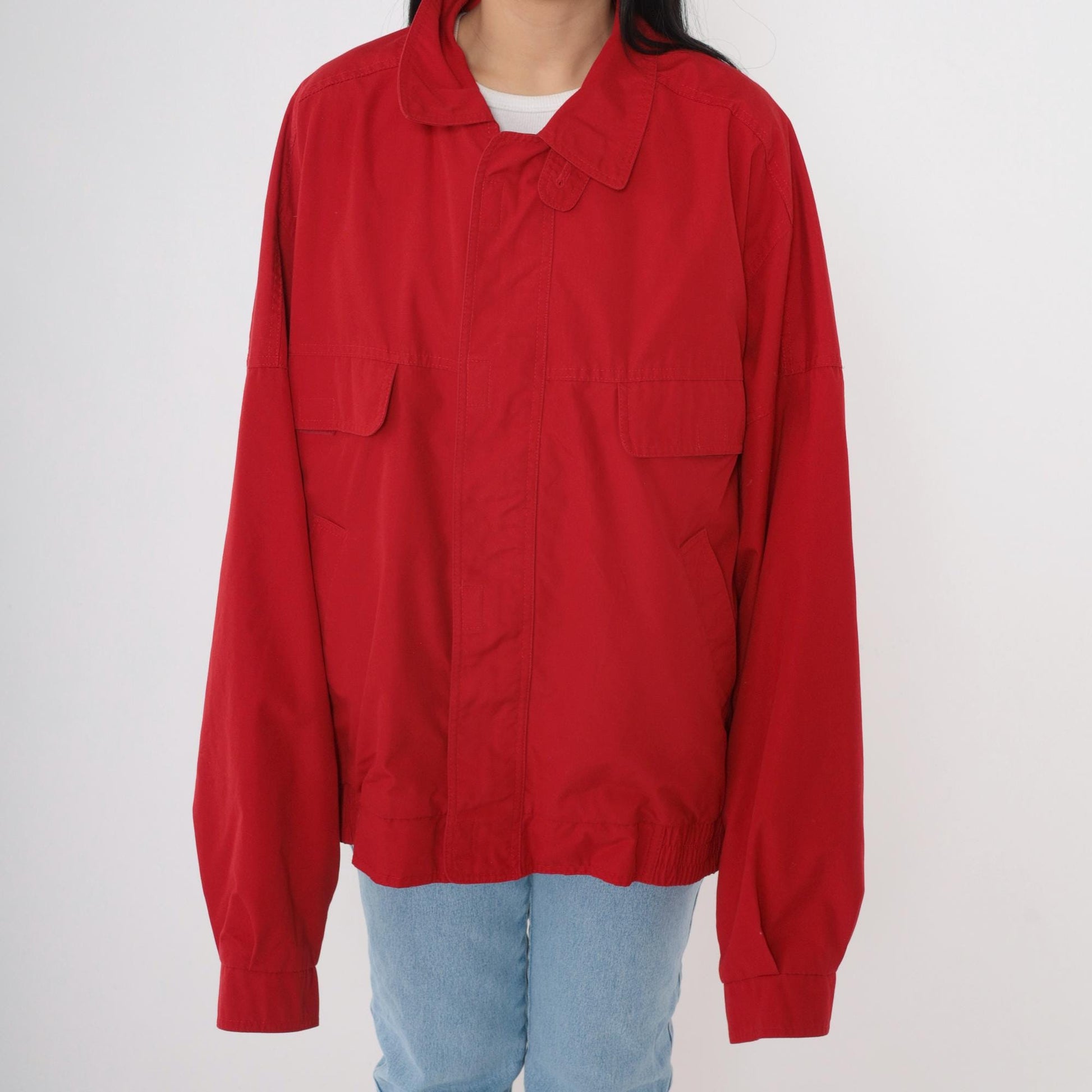 80s London Fog Red Bomber Windbreaker Jacket Extra Large XL