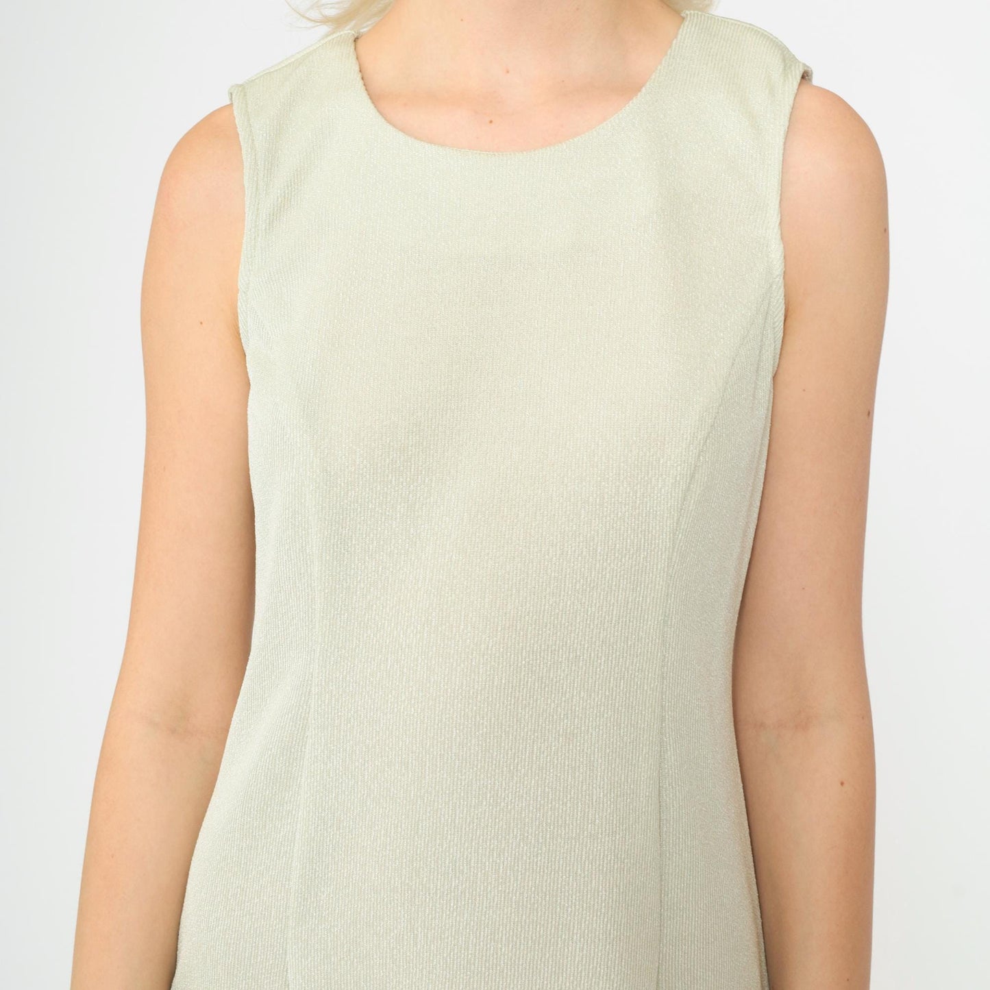 90s R&M Richards Petite Sleeveless Sheath Dress Light Sage Knee-Length Small