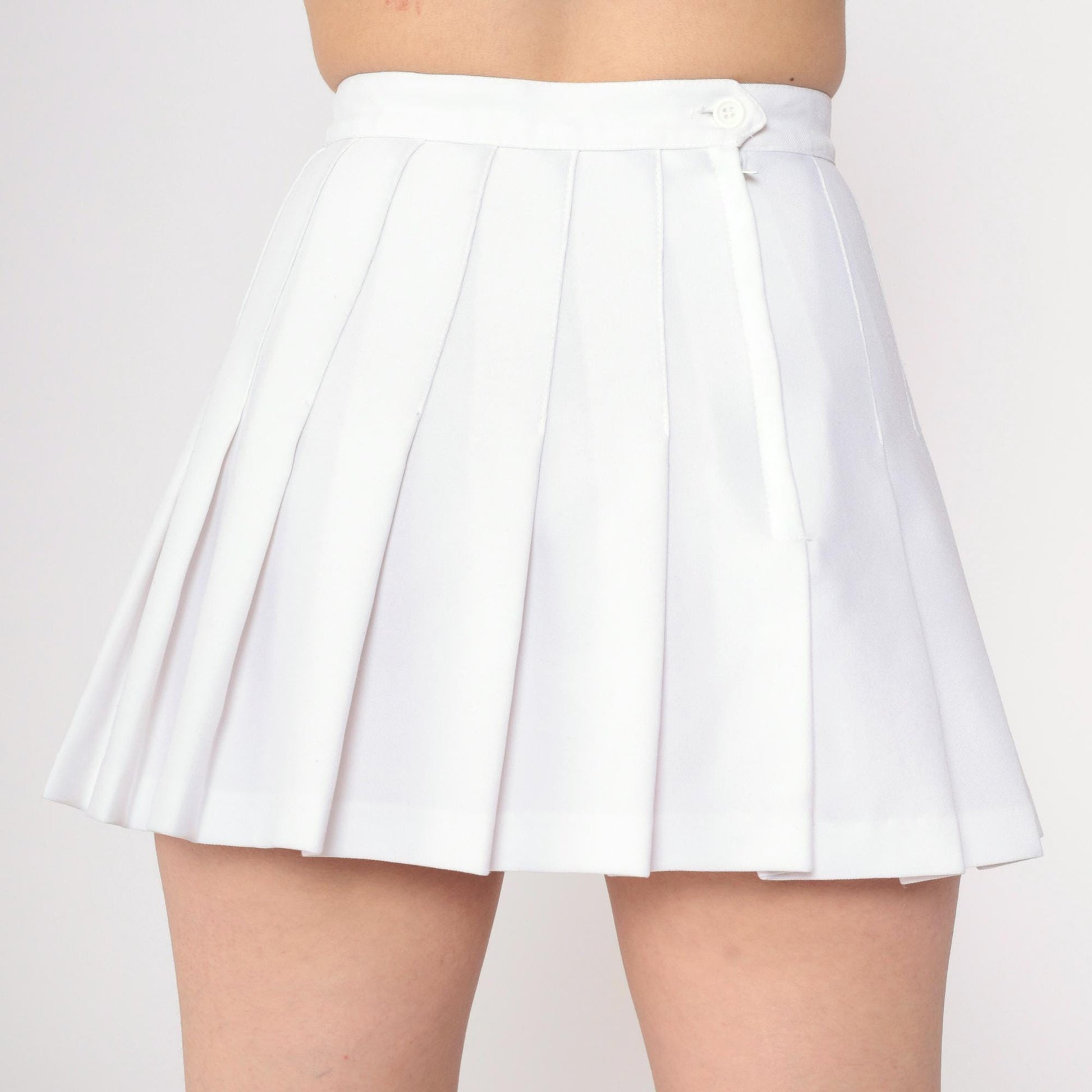 90s Skyr White Pleated Mini Skirt High Waist Tennis Preppy Extra Small