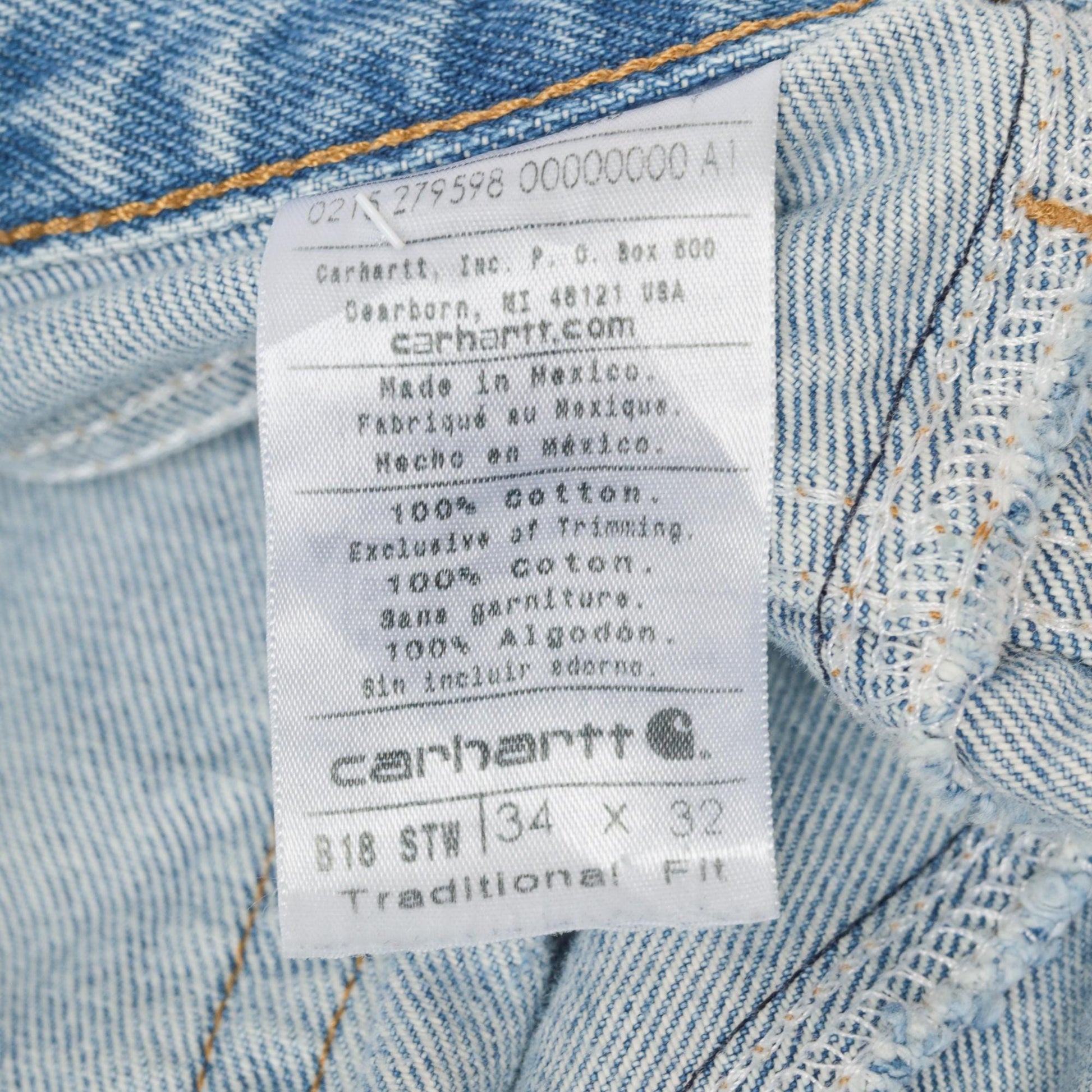 00s Carhartt High Waist Straight Leg Jeans Blue Denim 34x32