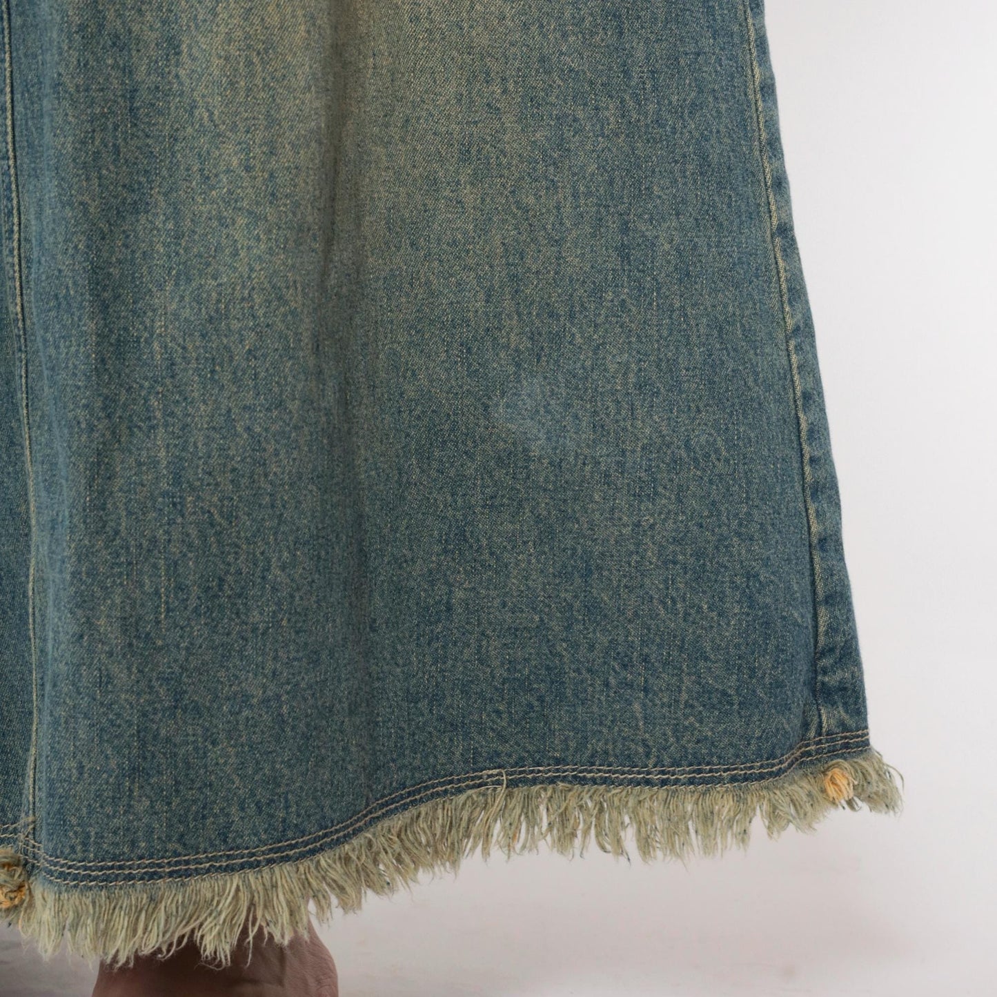 Y2K Blue Denim Maxi Skirt High Rise A-Line Rear Slit Small 6