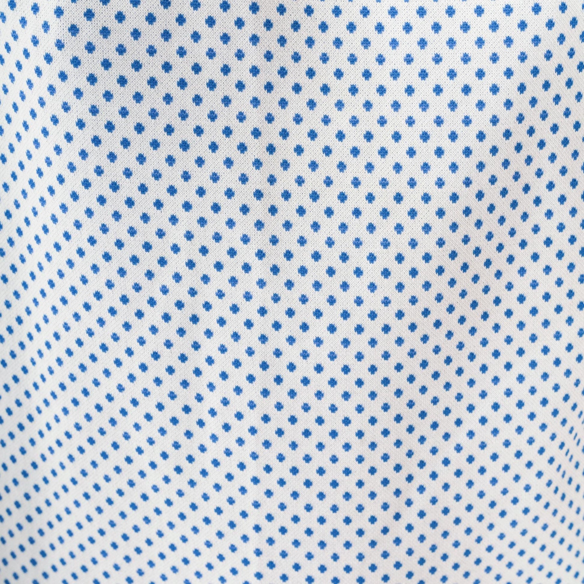 60s Mod Blouse White Blue Polka Dot Mock Neck Long Sleeve Small