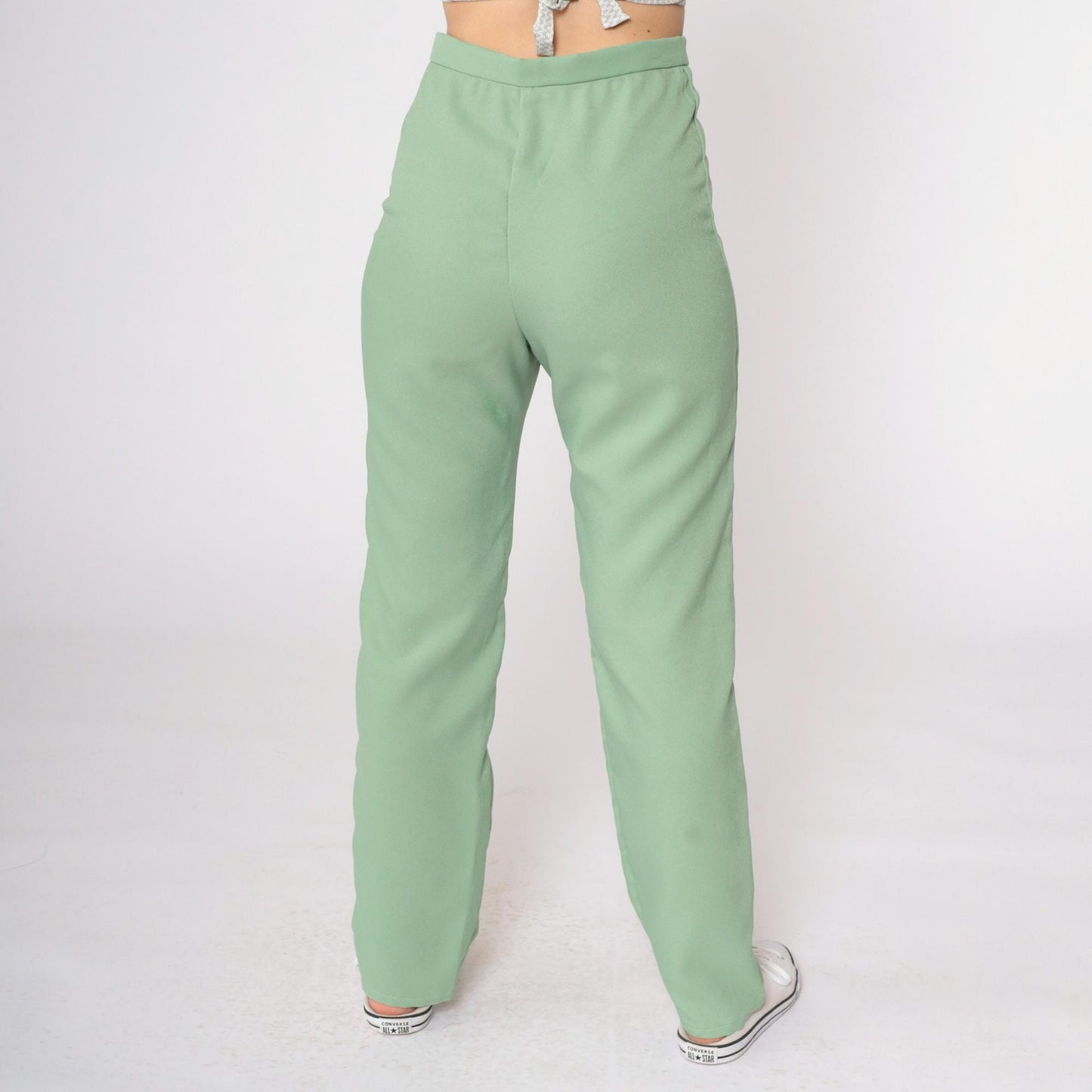 70s High-Rise Straight Leg Trousers Sage Green Extra Small