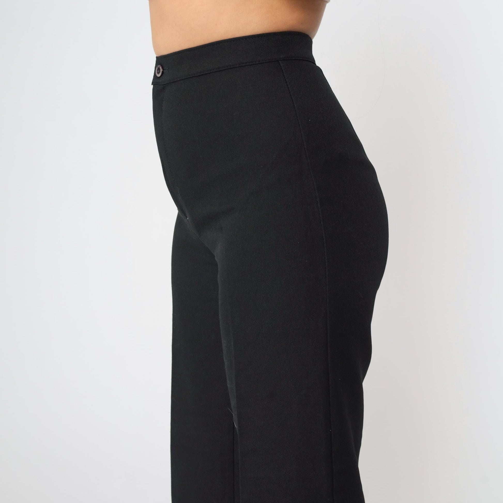 80s Black High-Rise Straight Trousers Bend Over Small S