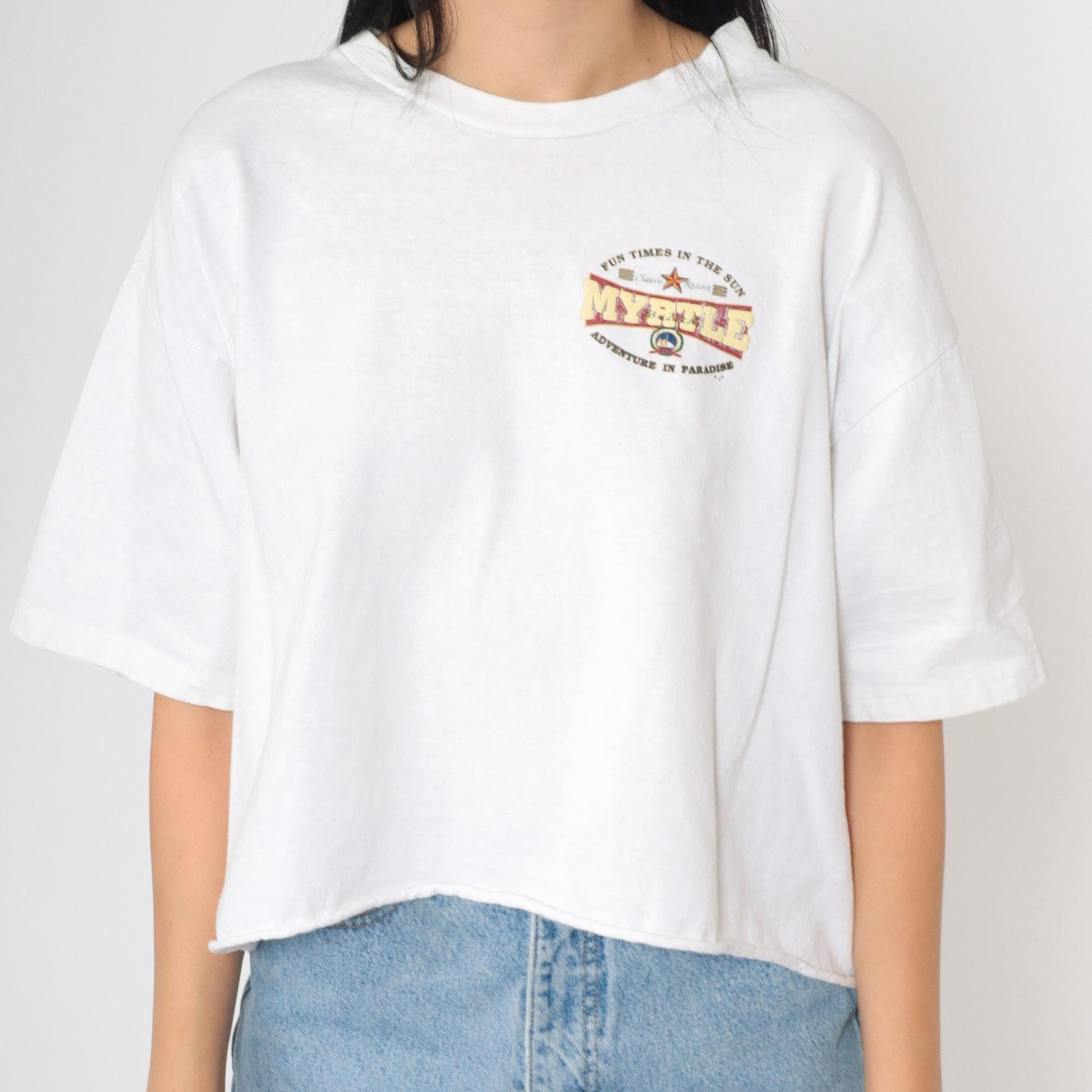90s Myrtle Beach Graphic T-Shirt White Cotton Tee Extra Large XL