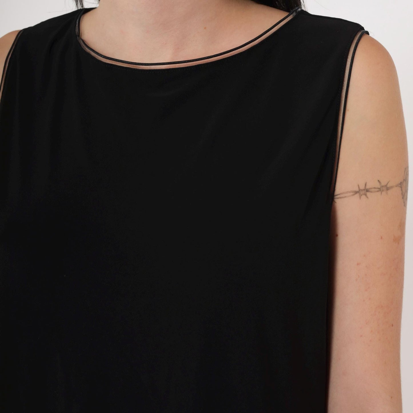 90s Joseph Ribkoff Black Camisole Tank Top Sheer Trim Size 16