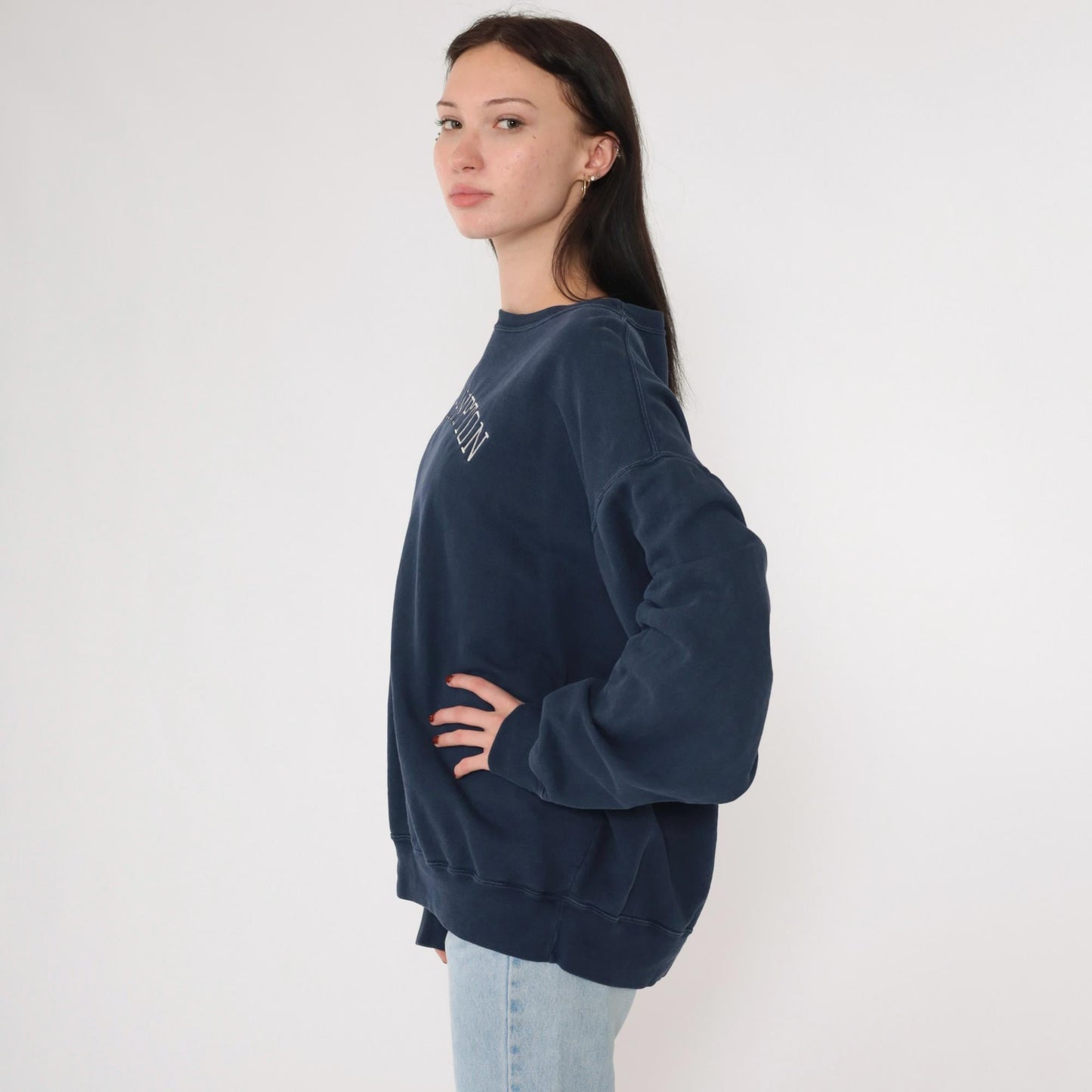 90s Southampton Hamptons Navy Embroidered Sweatshirt Crewneck Large L