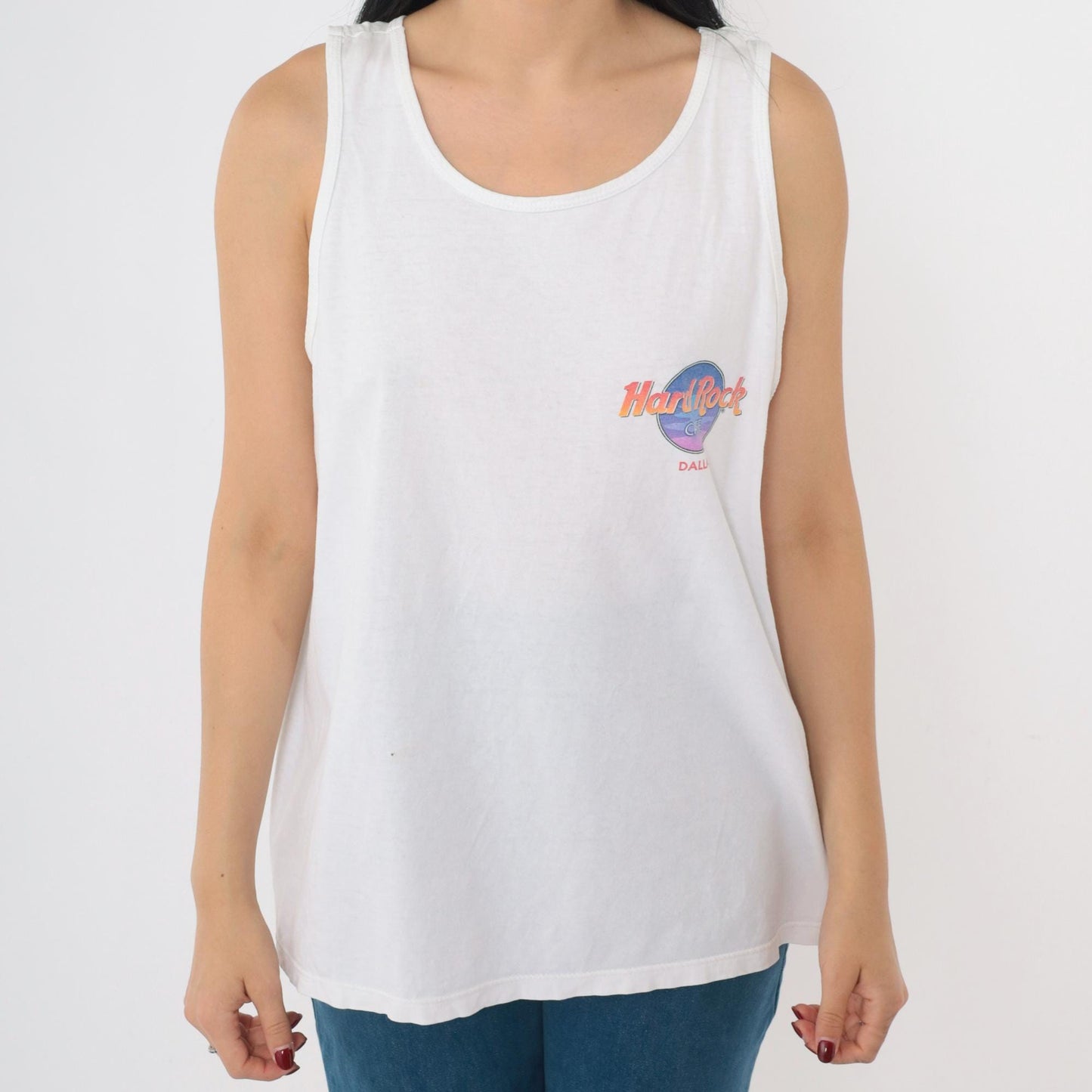 90s Hard Rock Cafe Dallas Texas Tank Top Sunset Graphic Cotton Medium