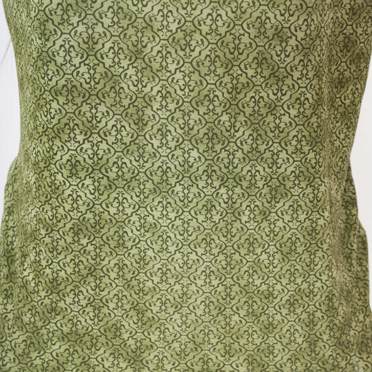 90s Olive Green Geometric Lattice Print Top Split V-Neck Short Sleeve Medium Large