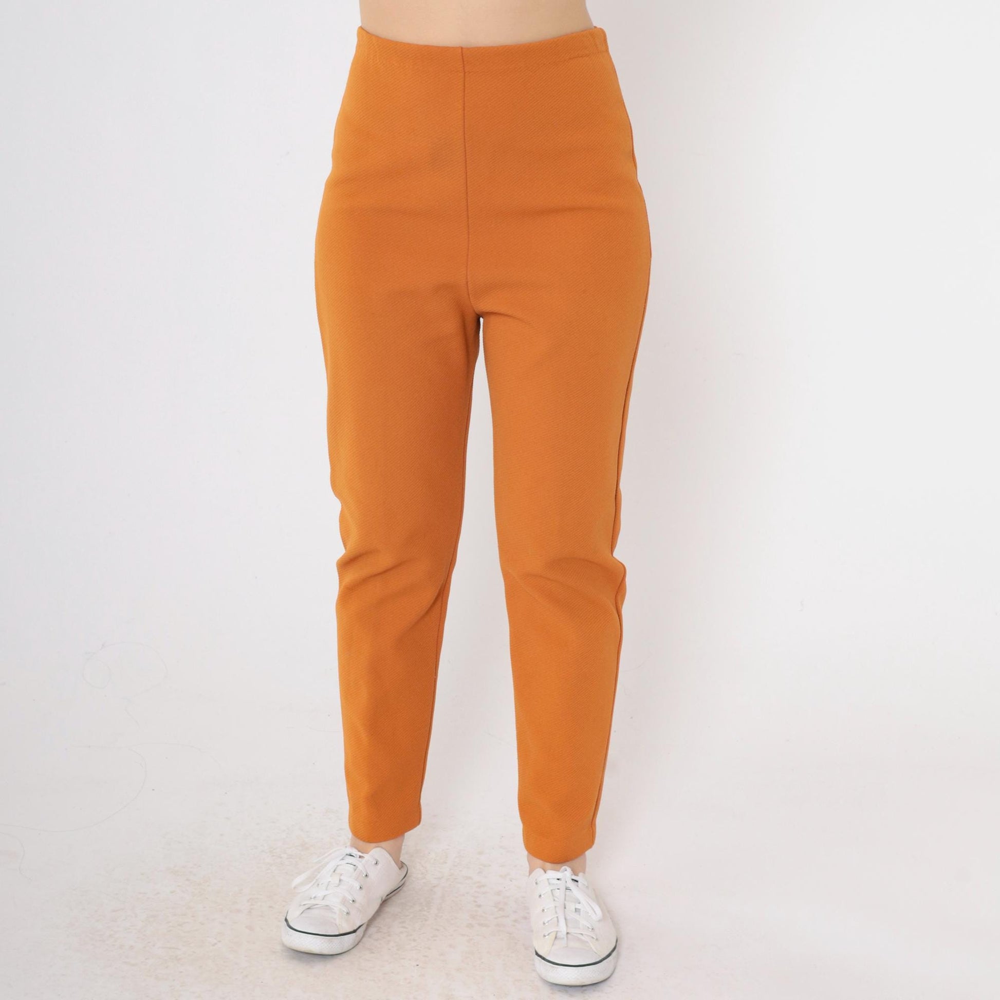 60s W & G Sportswear High Waisted Slim Nylon Pants Burnt Orange Small S
