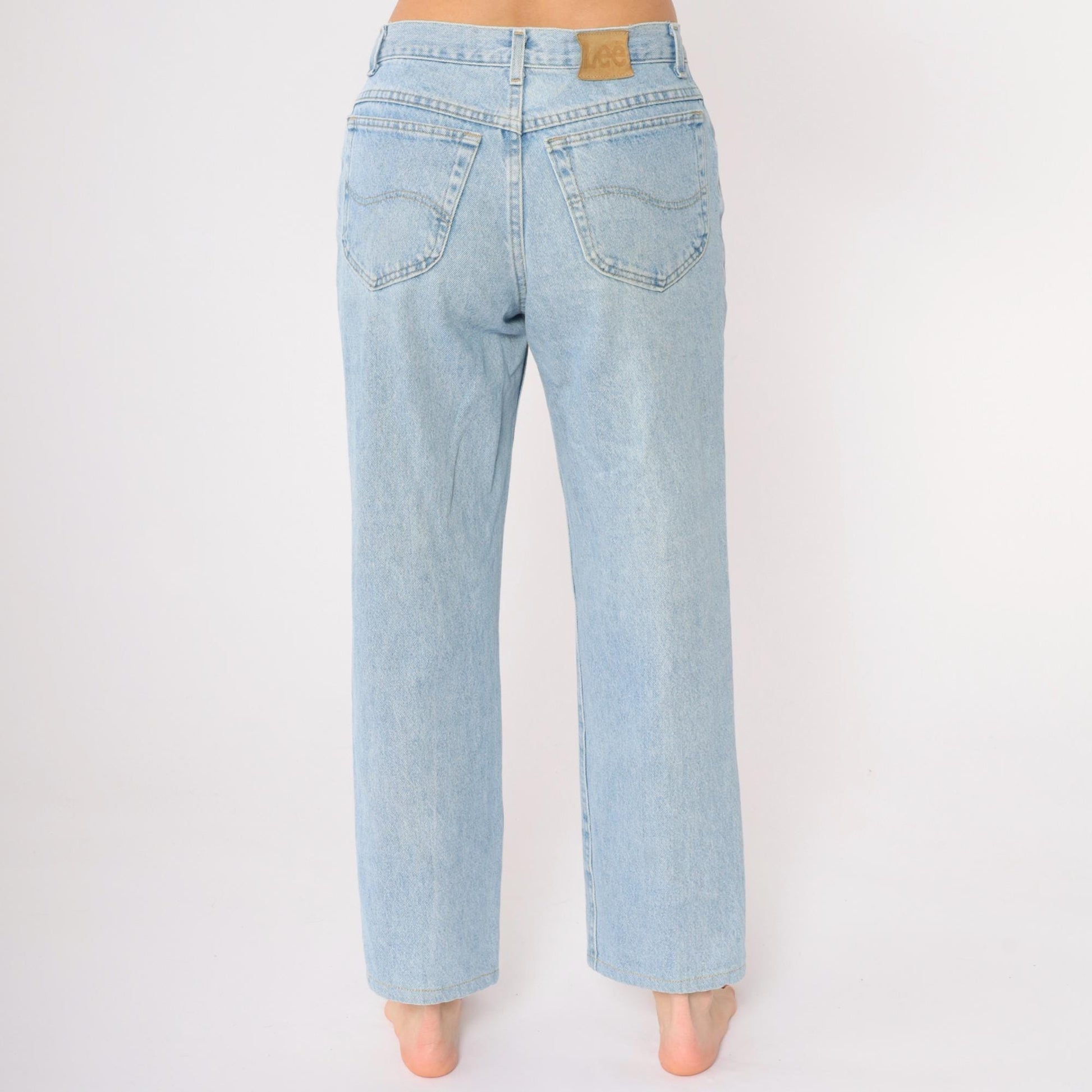 90s Lee High Waist Straight Leg Mom Jeans Blue Denim Medium