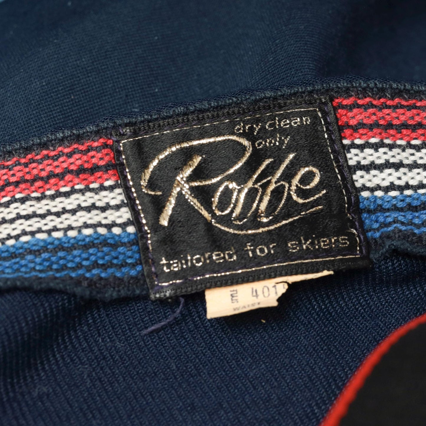 70s Roffe Ski Pants Navy Blue Yellow Striped Flared Snow Pants Medium